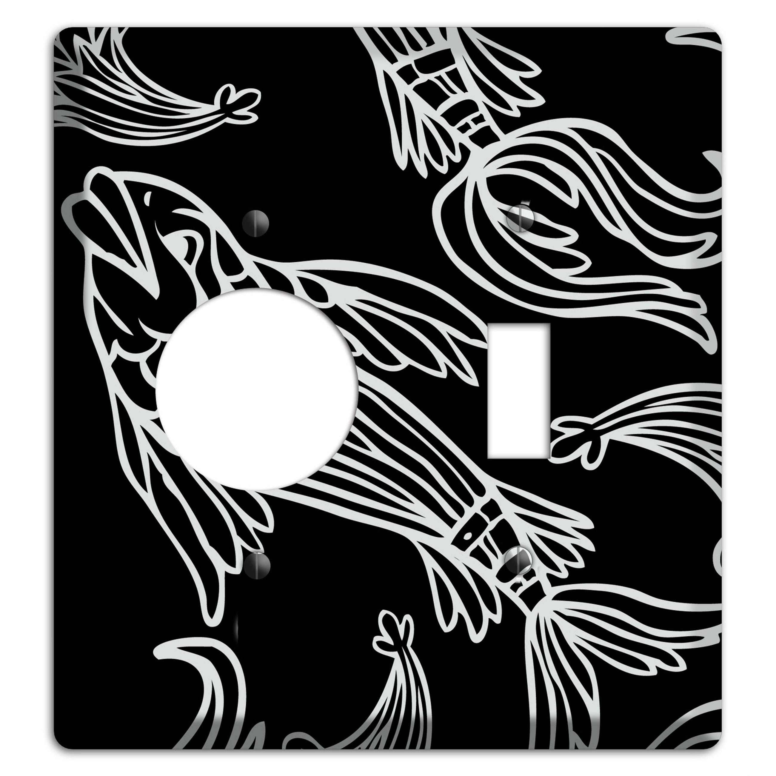 Black and White Koi Receptacle / Toggle Wallplate