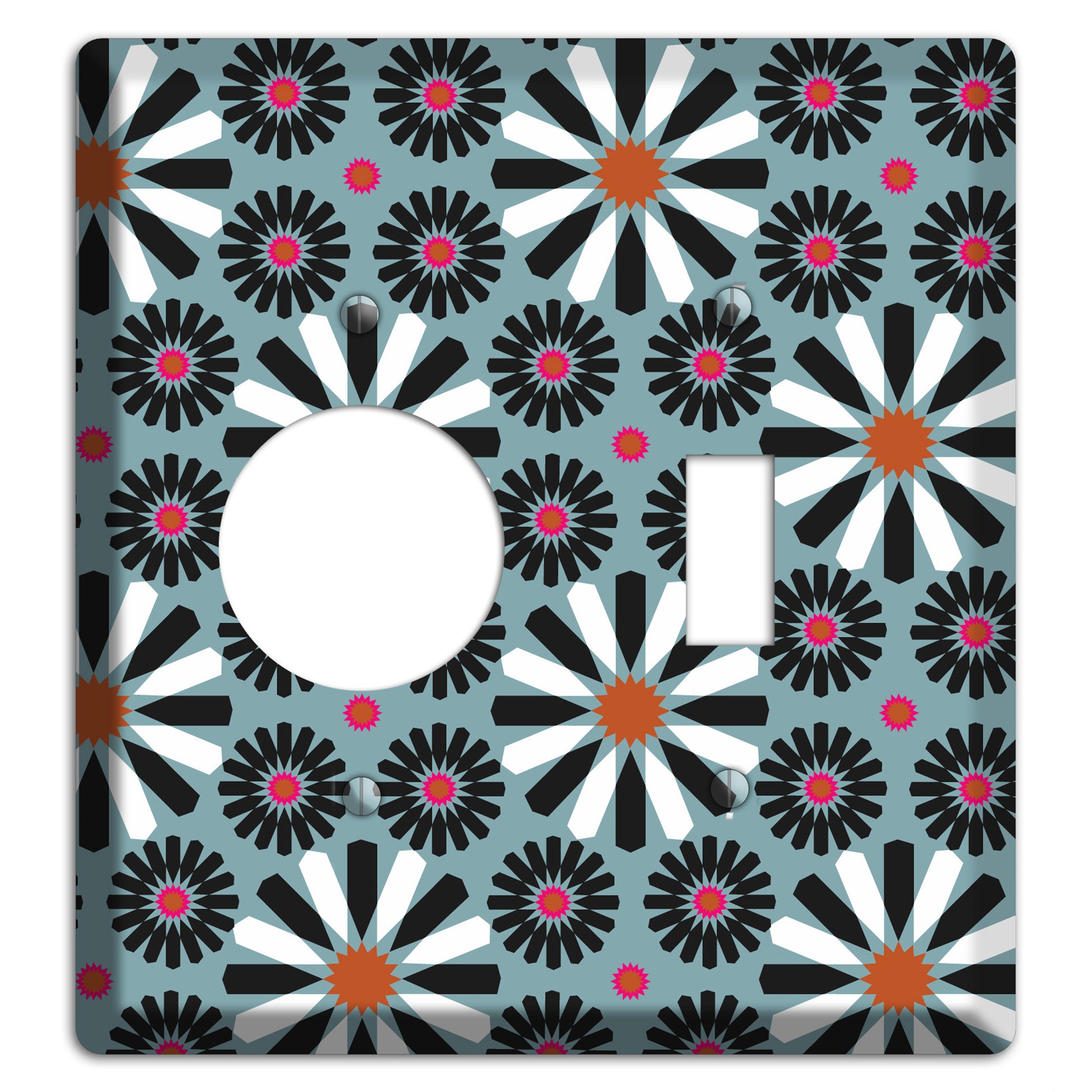 Dusty Blue with Scandinavian Floral Receptacle / Toggle Wallplate