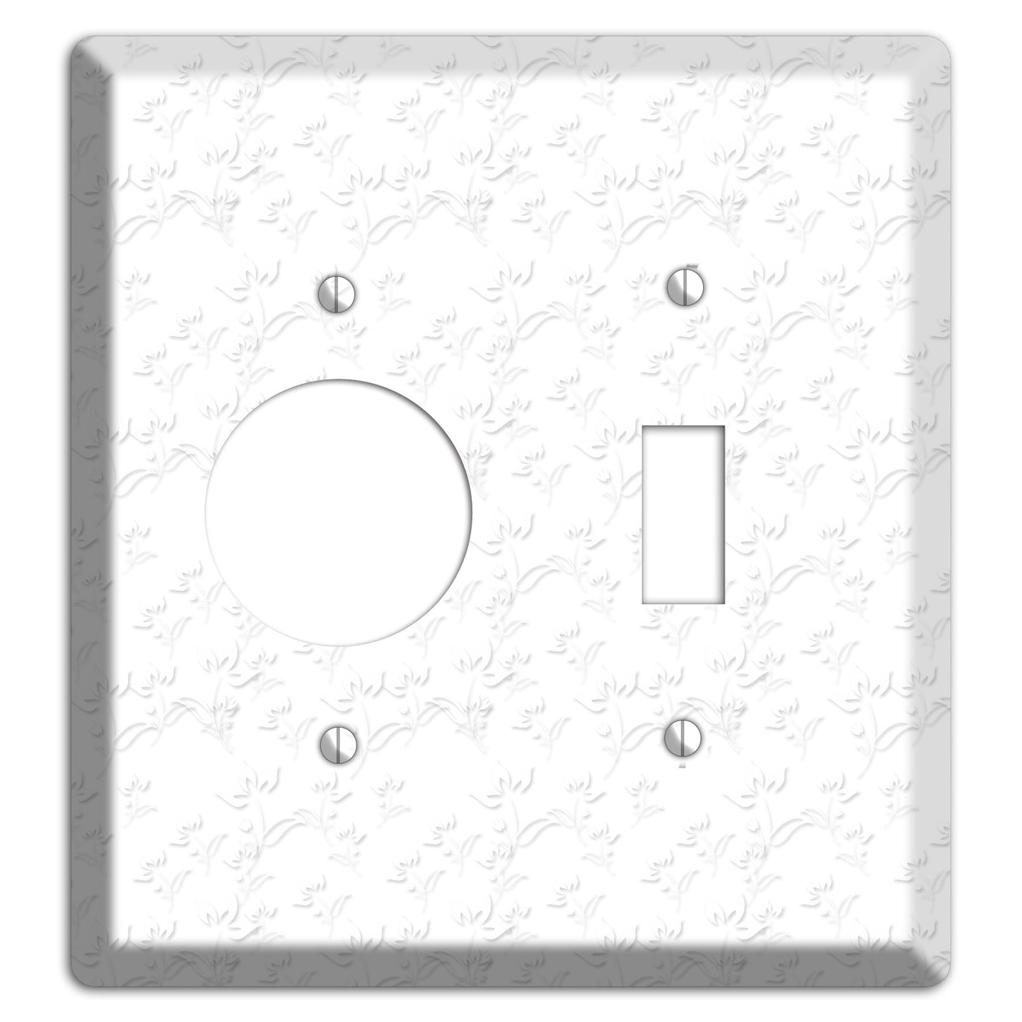 White with Grey Sprig Receptacle / Toggle Wallplate