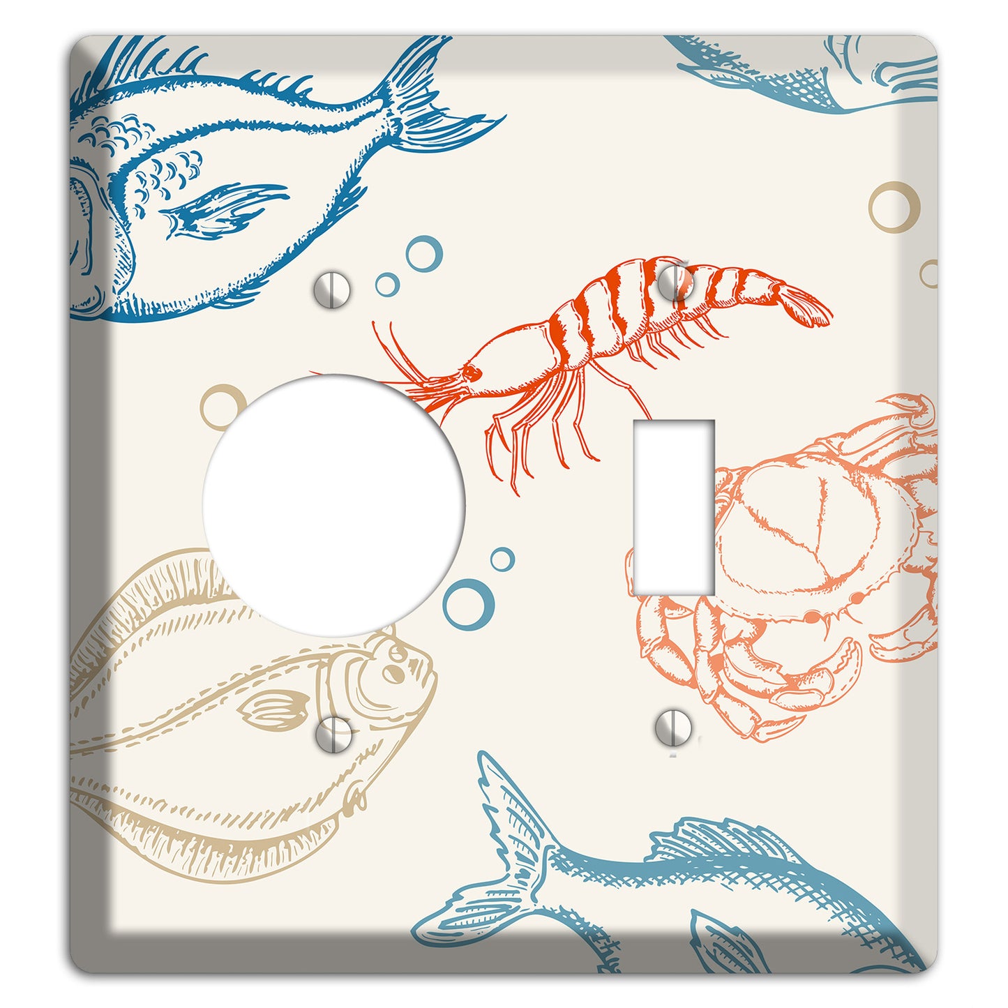 Mixed Sea Life Style 1 Receptacle / Toggle Wallplate