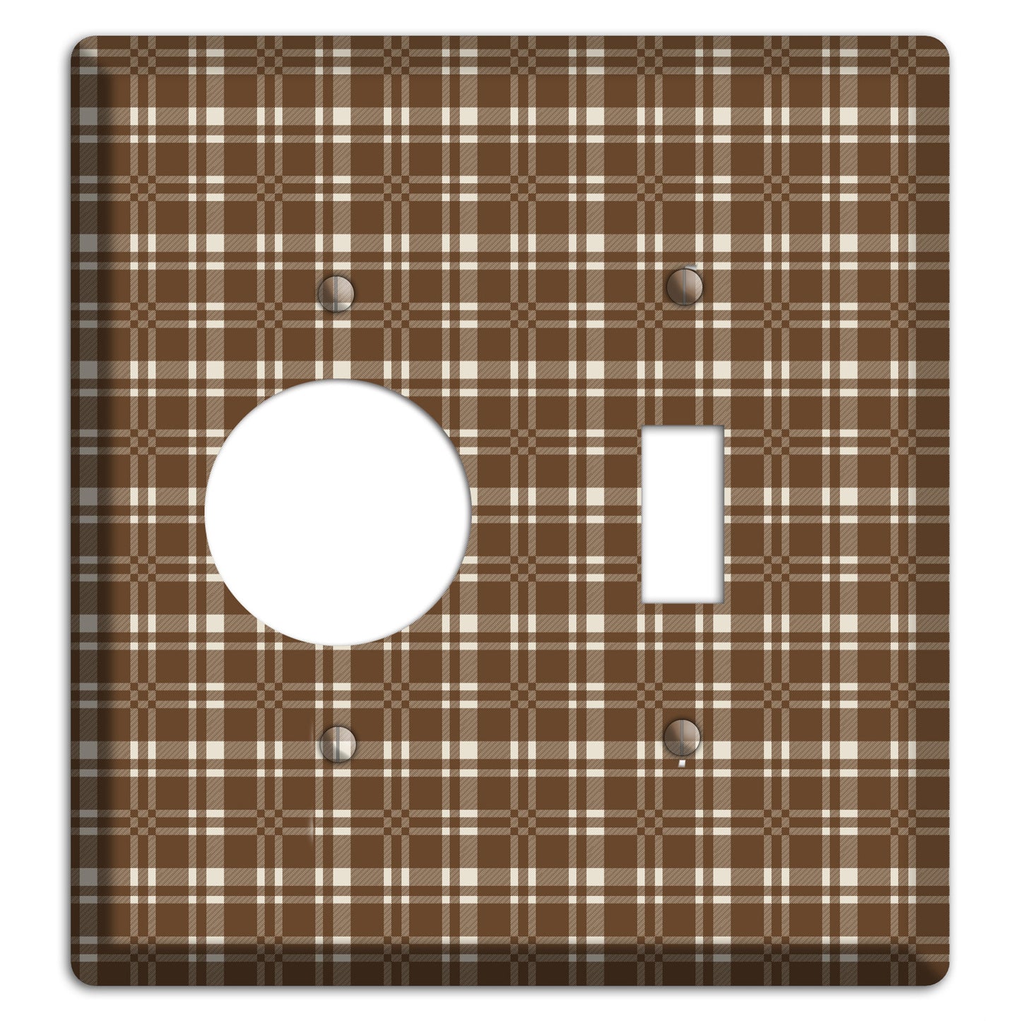Medium Brown Plaid Receptacle / Toggle Wallplate