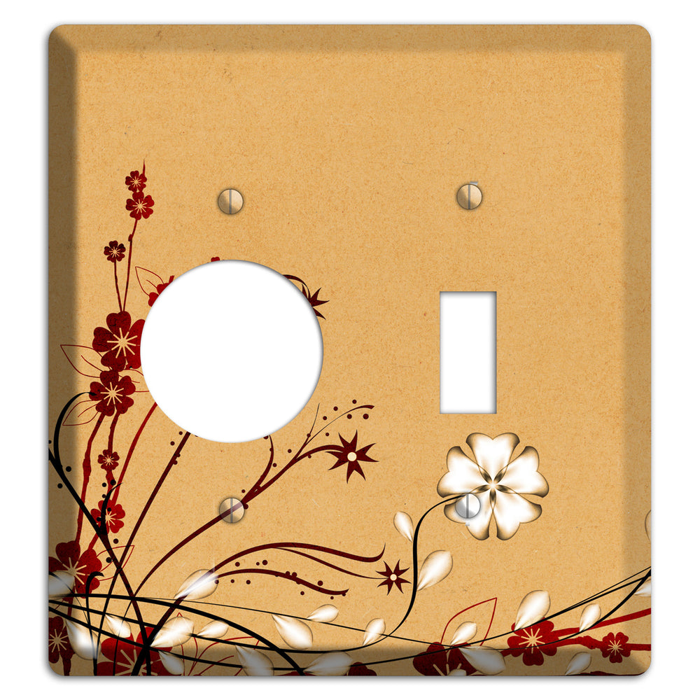 Delicate Red Flowers Receptacle / Toggle Wallplate