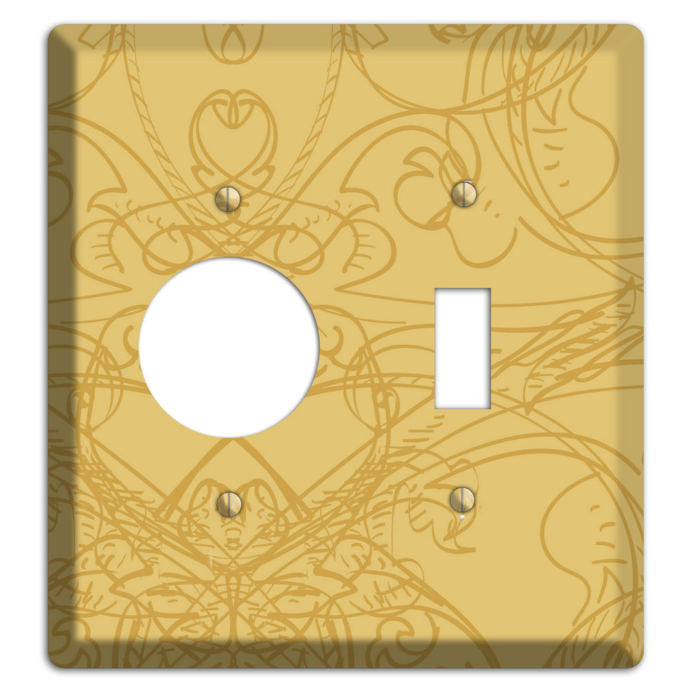 Beige Deco Sketch Receptacle / Toggle Wallplate