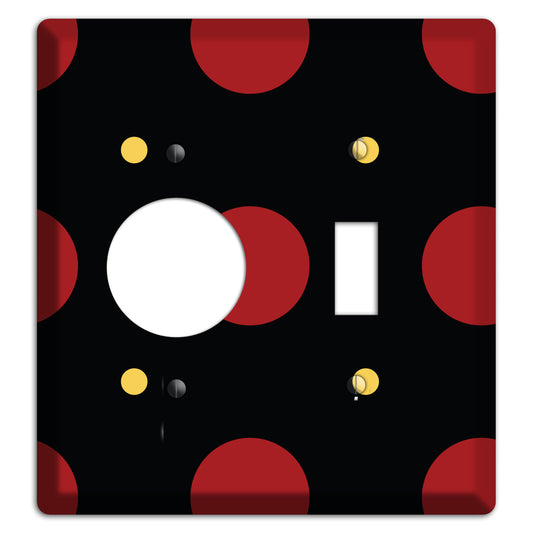 Black with Red and Yellow Multi Tiled Medium Dots Receptacle / Toggle Wallplate