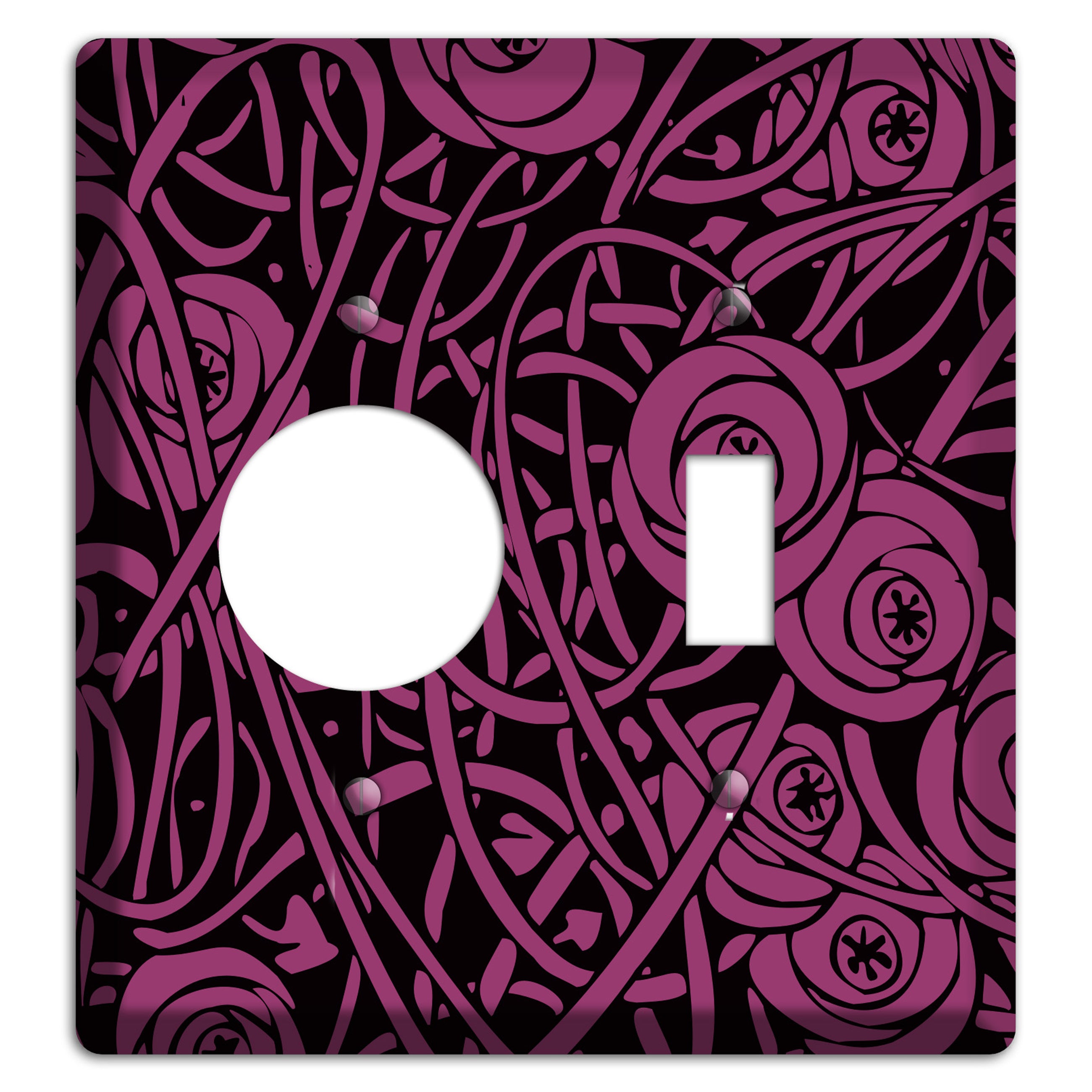 Fuschia Deco Floral Receptacle / Toggle Wallplate