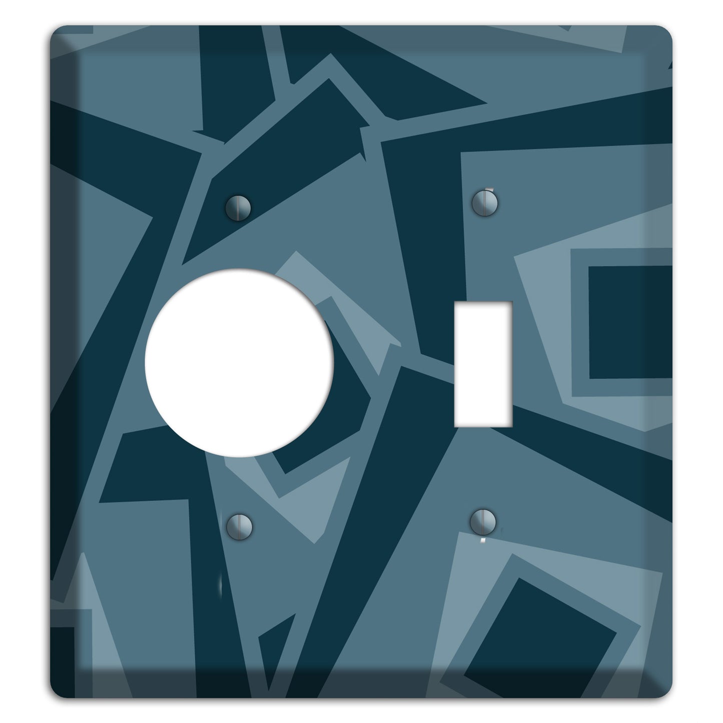 Blue-grey Retro Cubist Receptacle / Toggle Wallplate