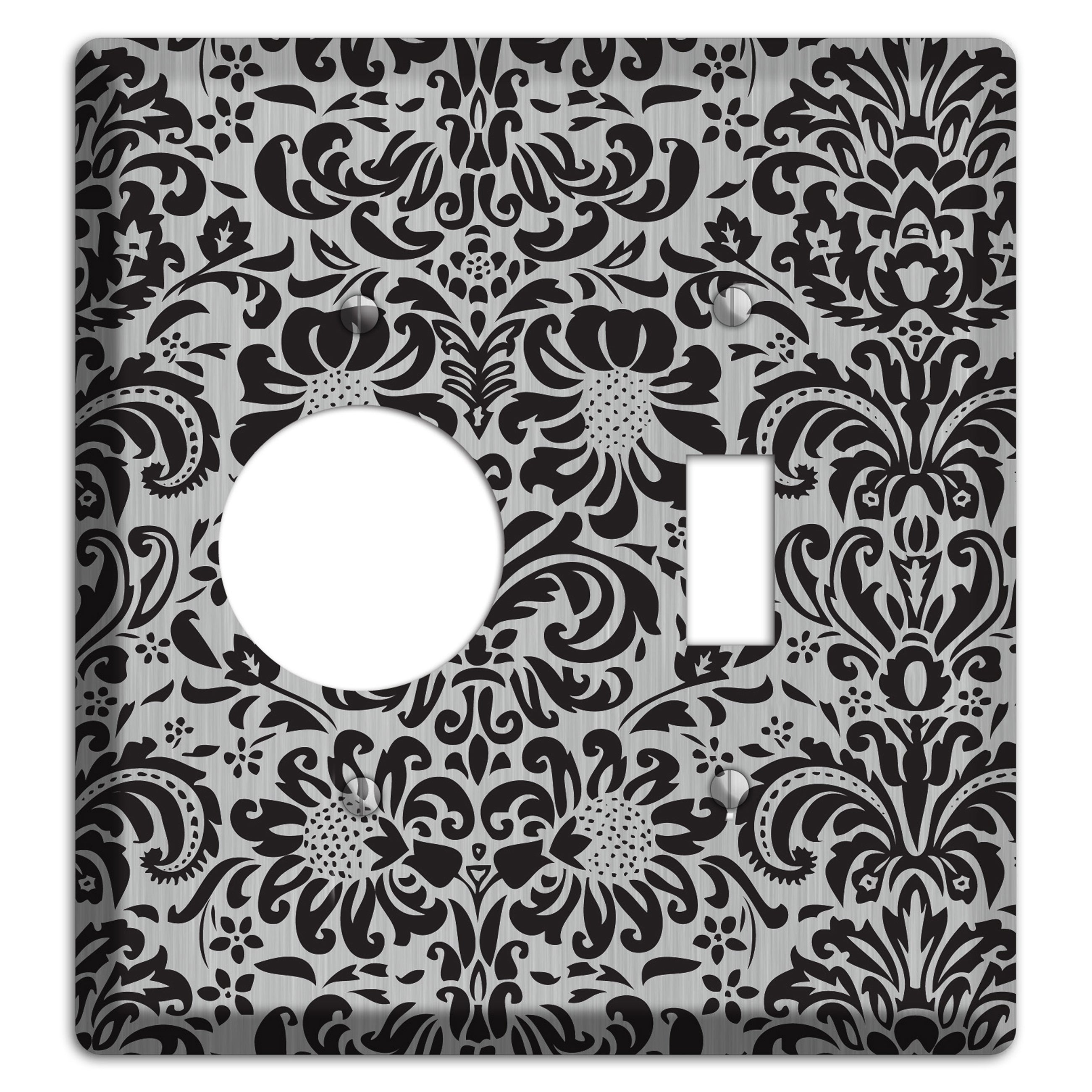 Black Toile  Stainless Receptacle / Toggle Wallplate