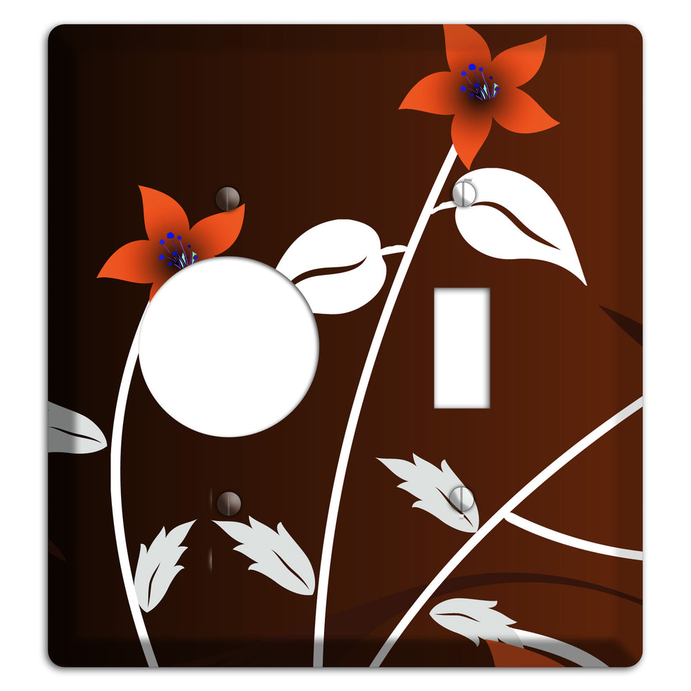 Black and Red Double Sprig Receptacle / Toggle Wallplate