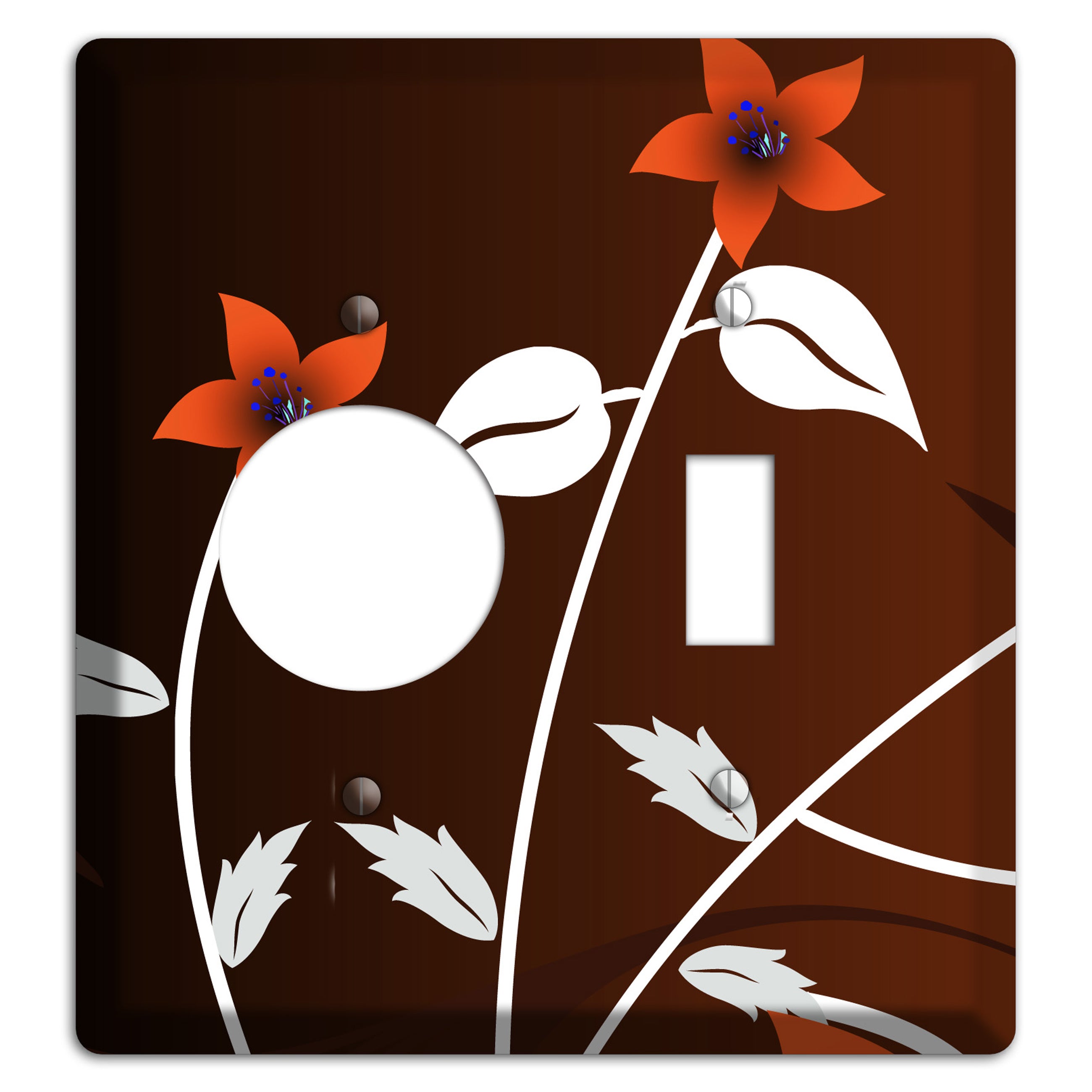 Black and Red Double Sprig Receptacle / Toggle Wallplate