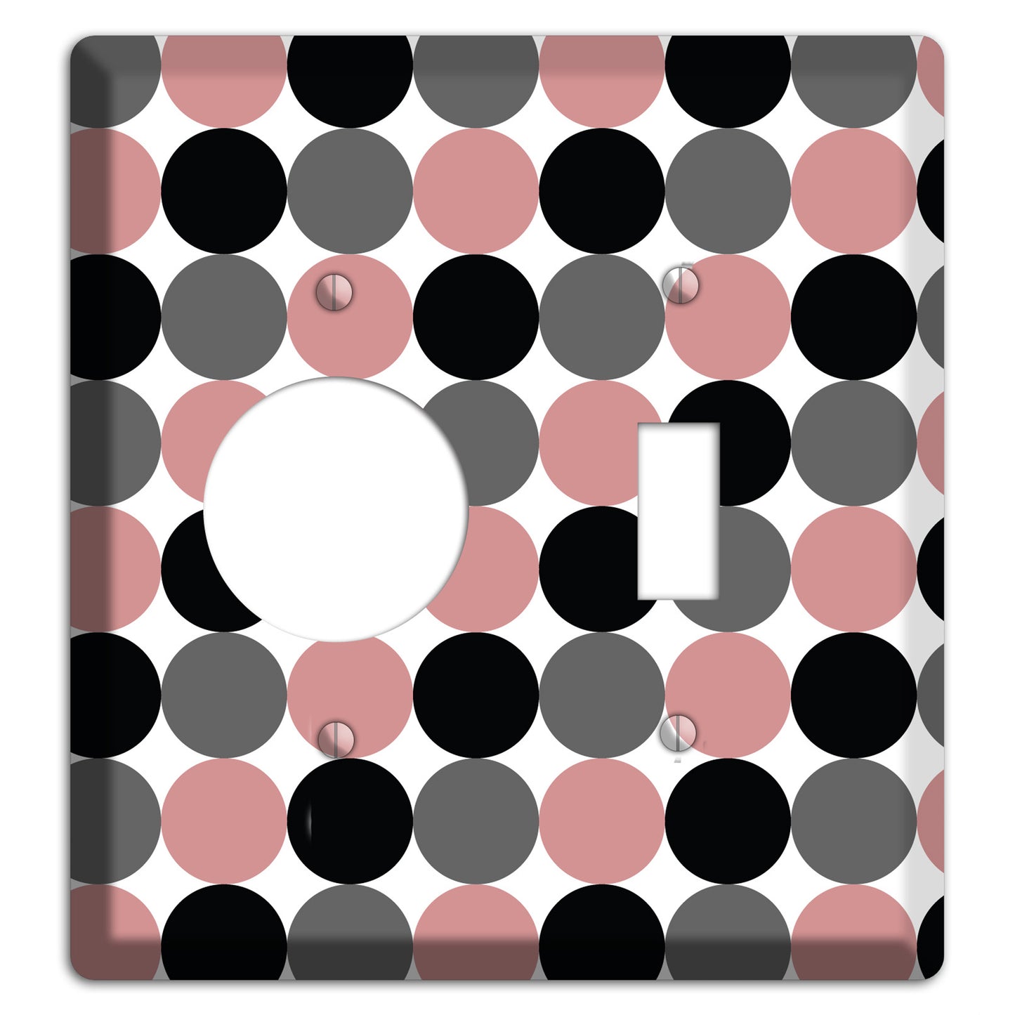 Grey Pink Black Tiled Dots Receptacle / Toggle Wallplate