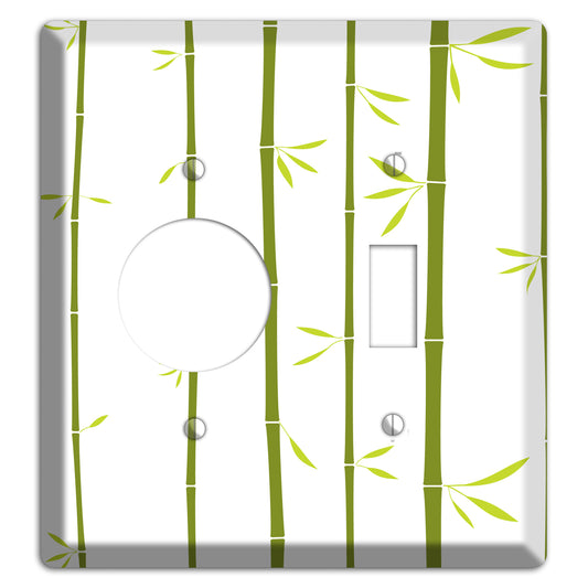 Green And White Bamboo Receptacle / Toggle Wallplate