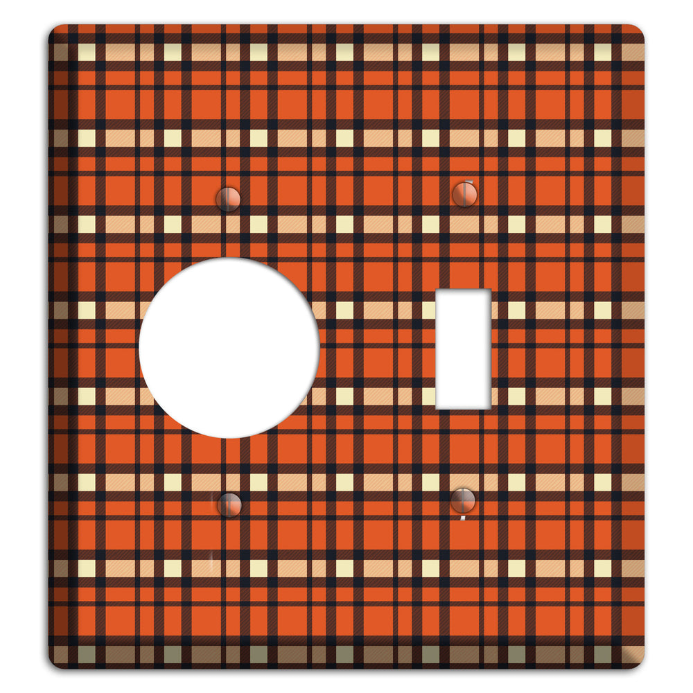 Orange Plaid Receptacle / Toggle Wallplate