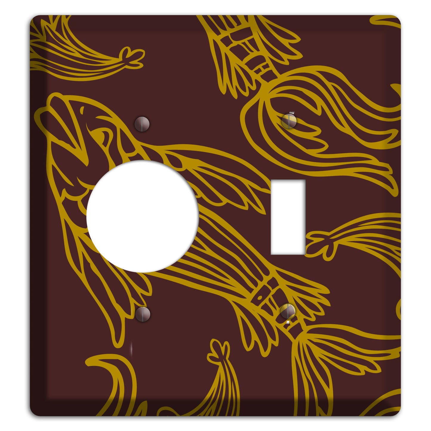 Brown and Beige Koi Receptacle / Toggle Wallplate