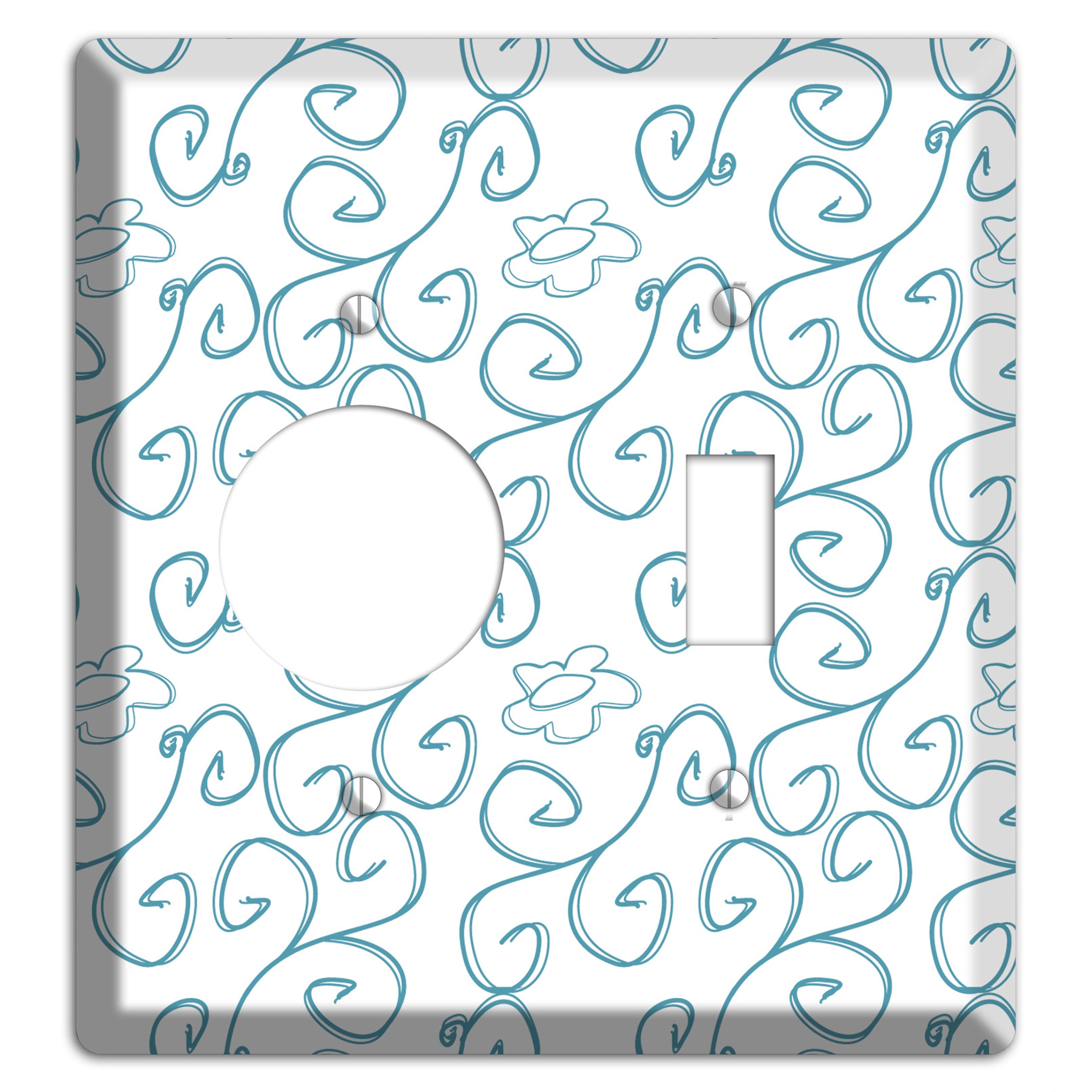 Blue Scroll Flower Contour Receptacle / Toggle Wallplate