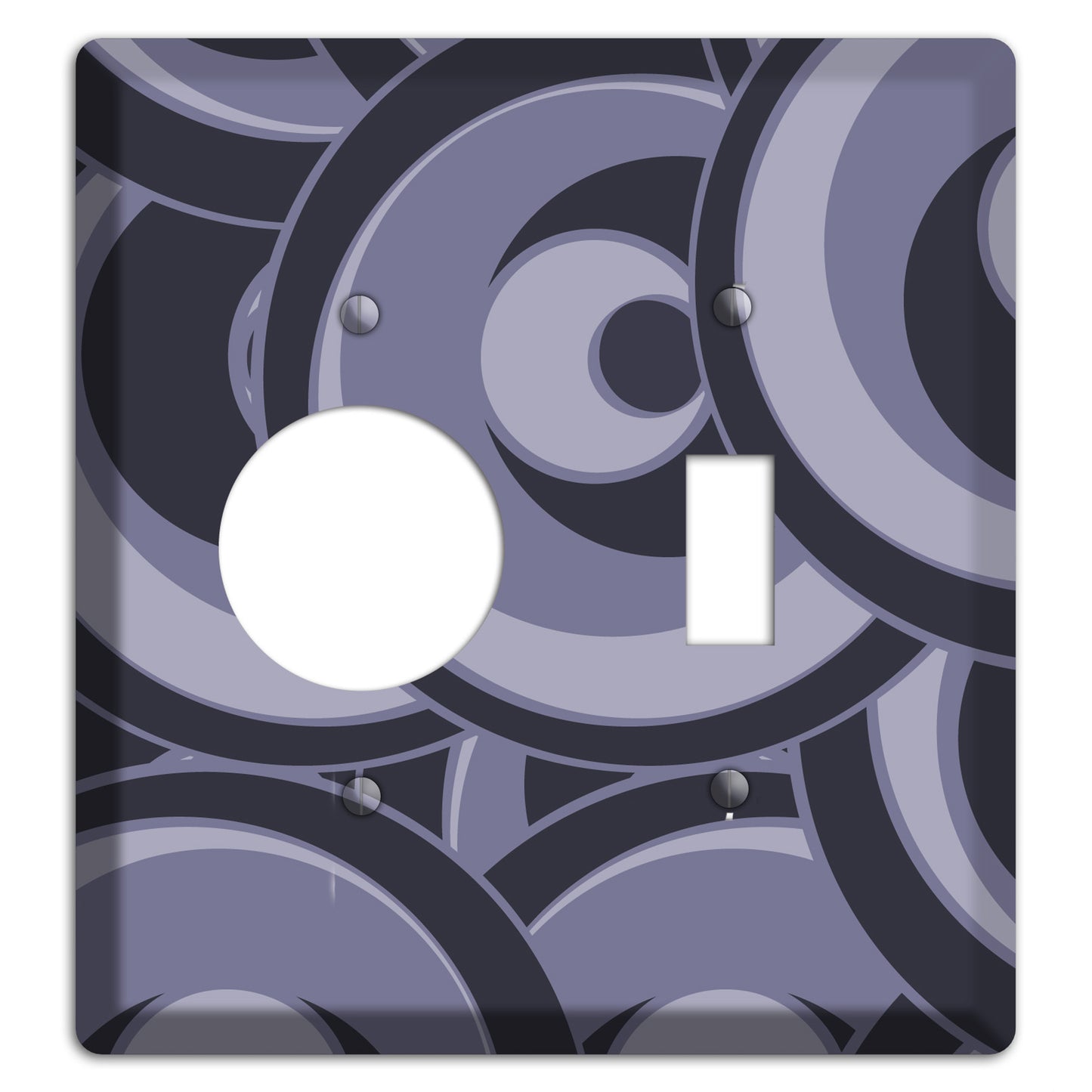Black and Purple-grey Deco Circles Receptacle / Toggle Wallplate