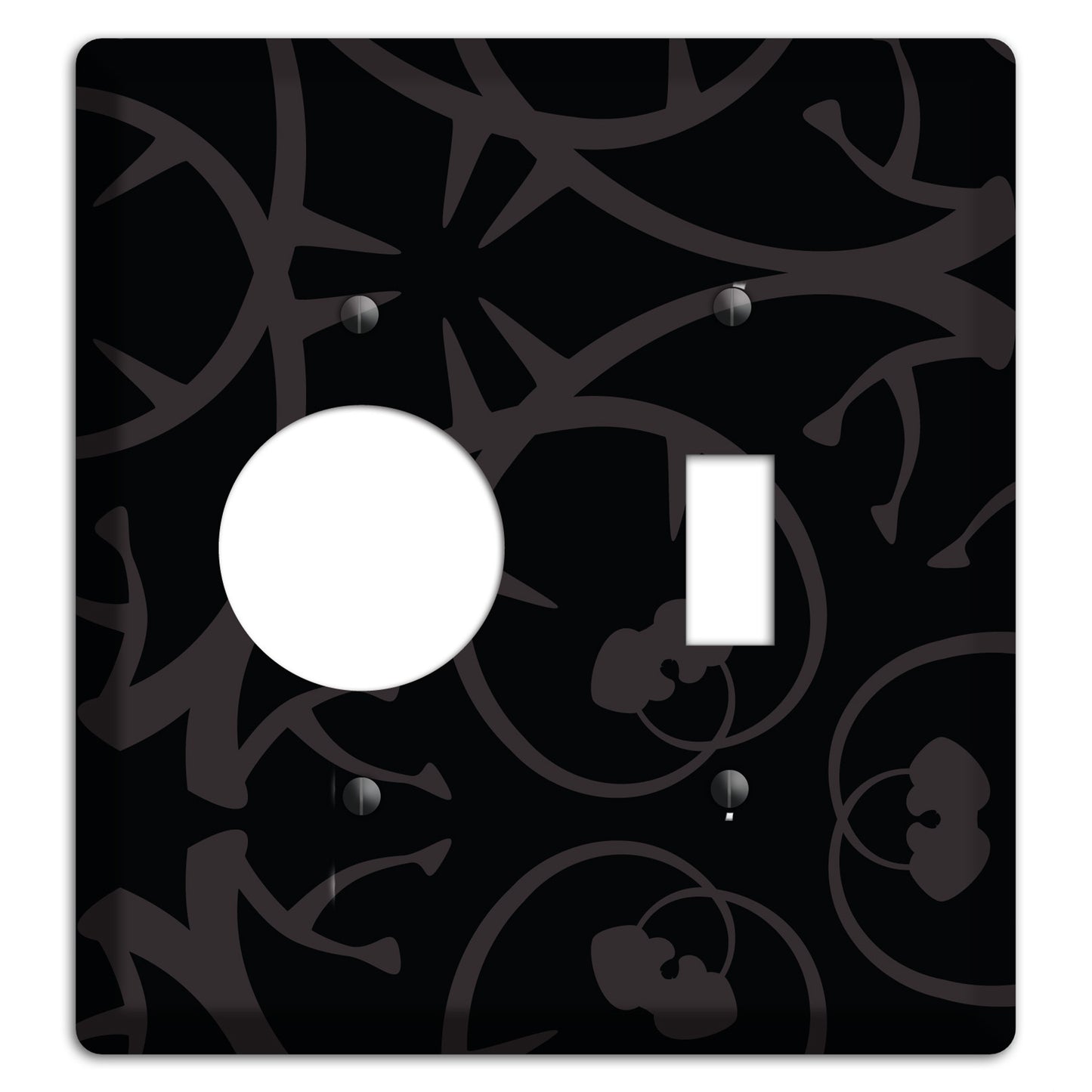 Black with Grey Abstract Swirl Receptacle / Toggle Wallplate