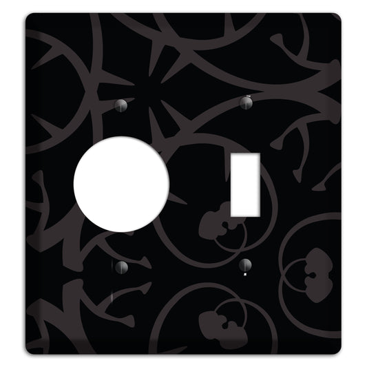 Black with Grey Abstract Swirl Receptacle / Toggle Wallplate