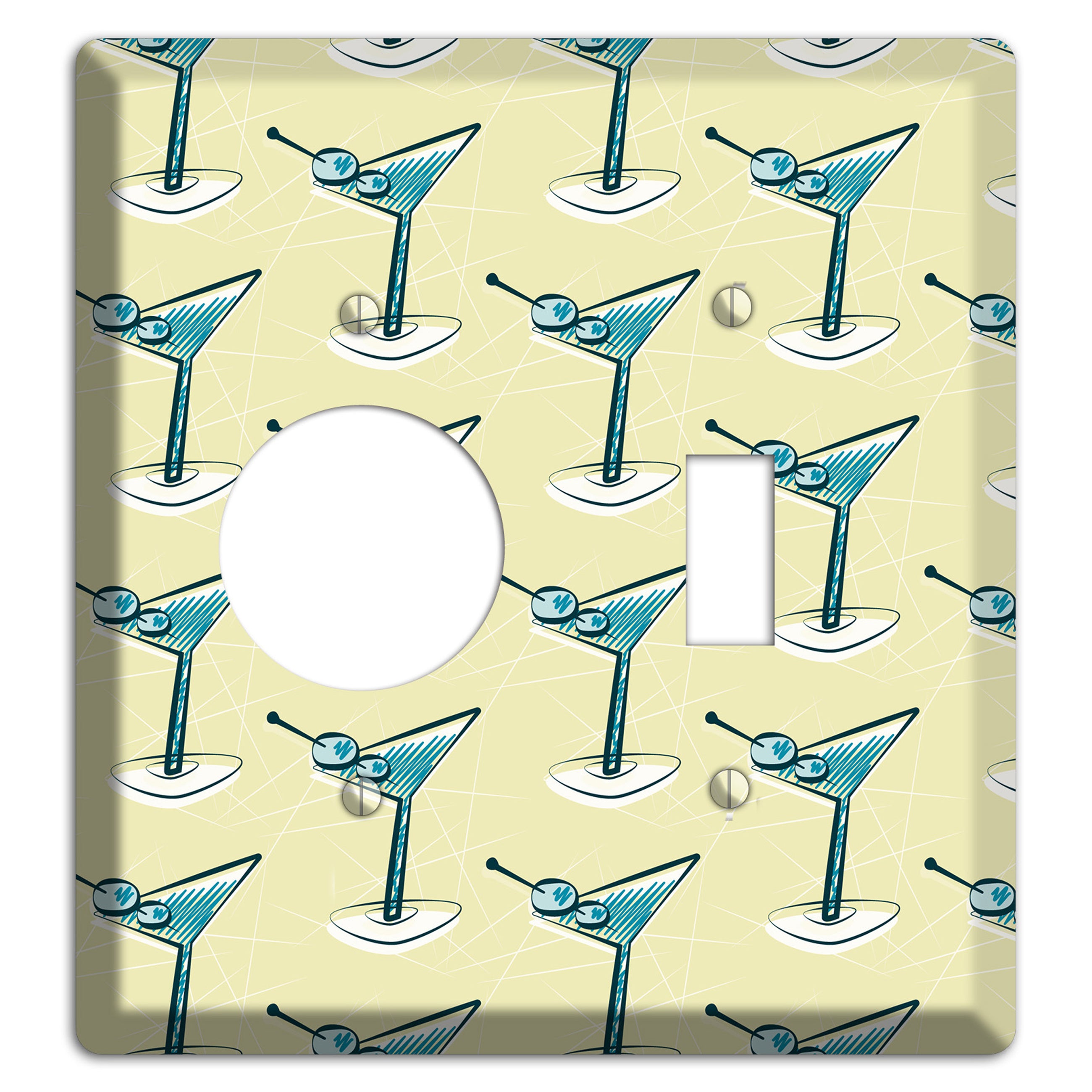 Yellow Martini Receptacle / Toggle Wallplate