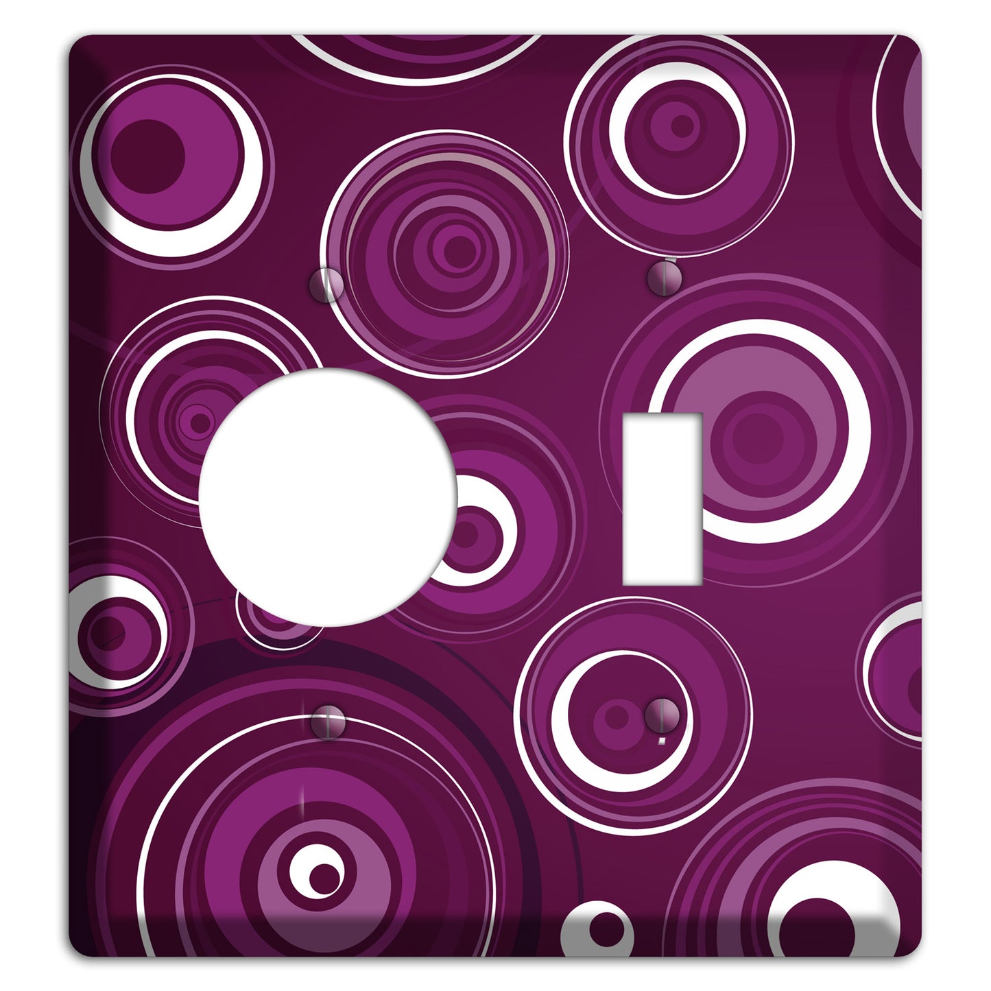 Purple Circles 2 Receptacle / Toggle Wallplate