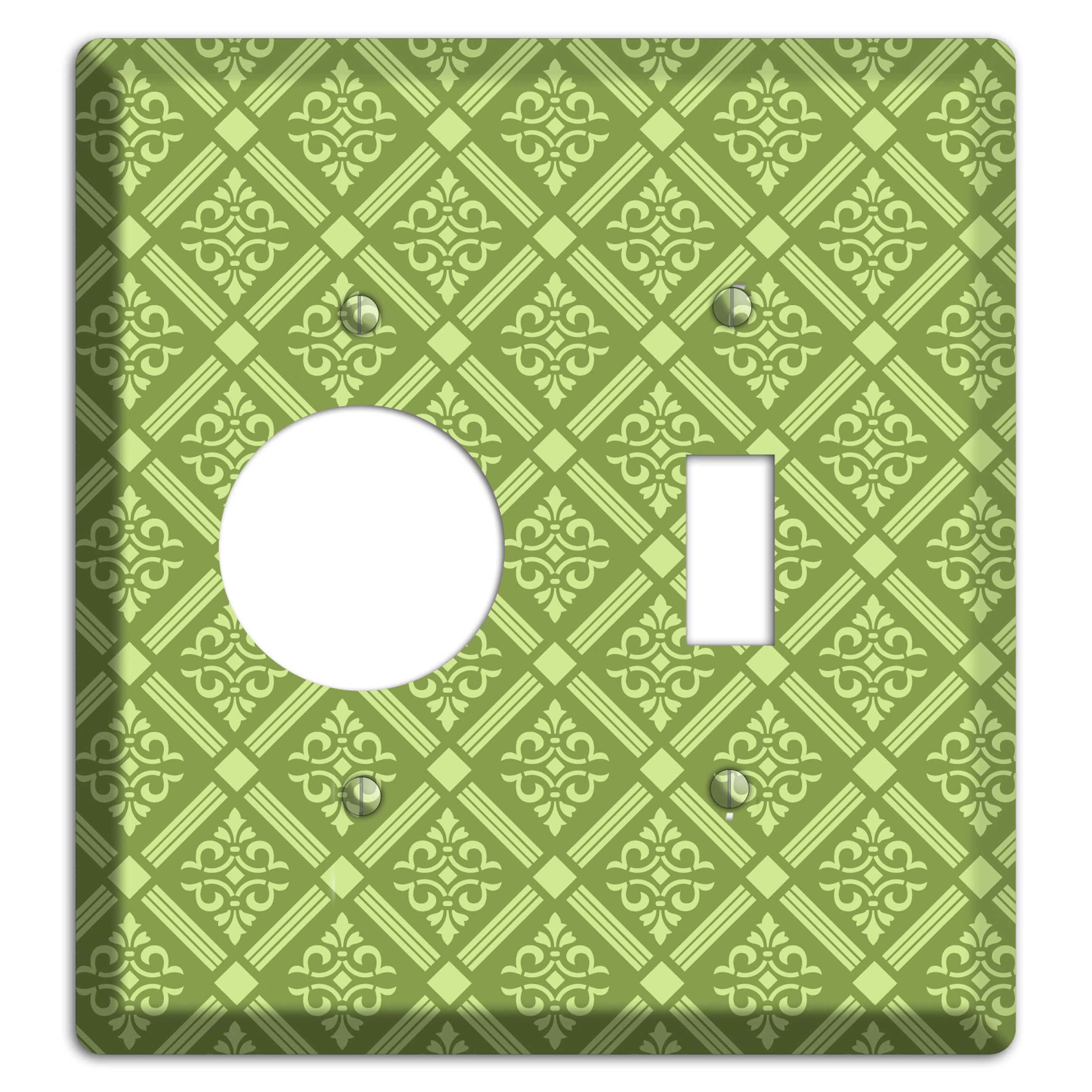 Green Damask diamonds Receptacle / Toggle Wallplate