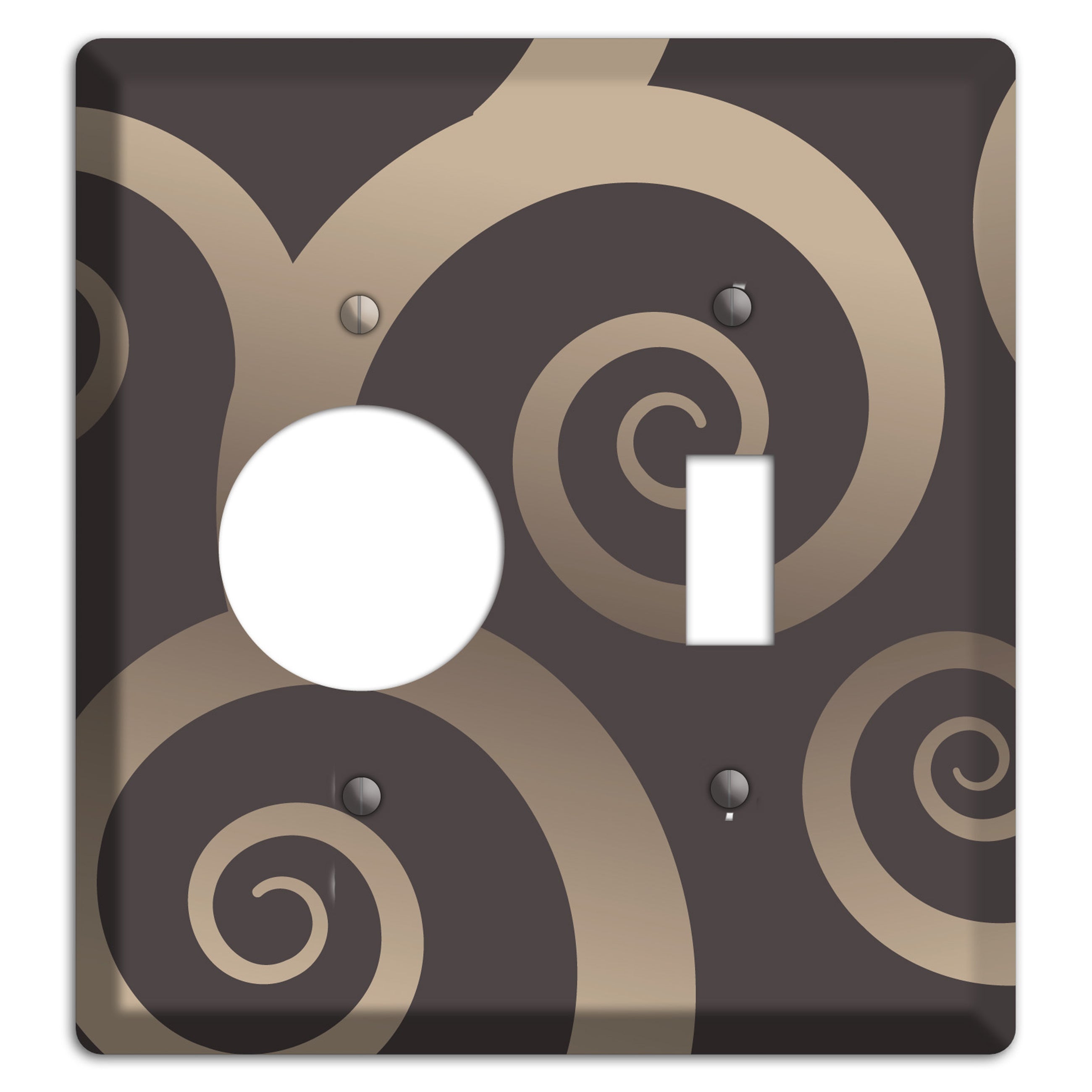 Brown with Beige Large Swirl Receptacle / Toggle Wallplate