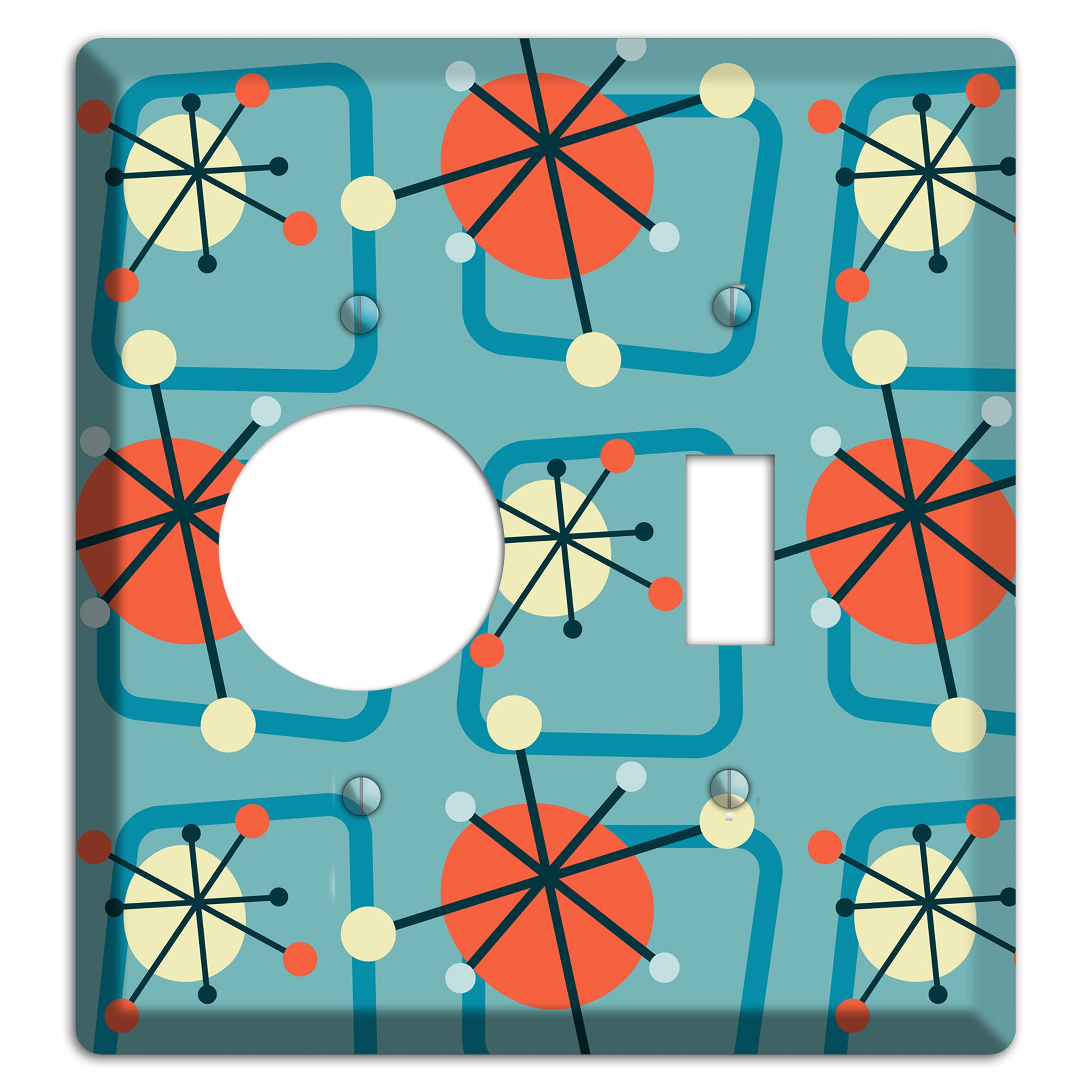 Orange Atomic Burst Receptacle / Toggle Wallplate