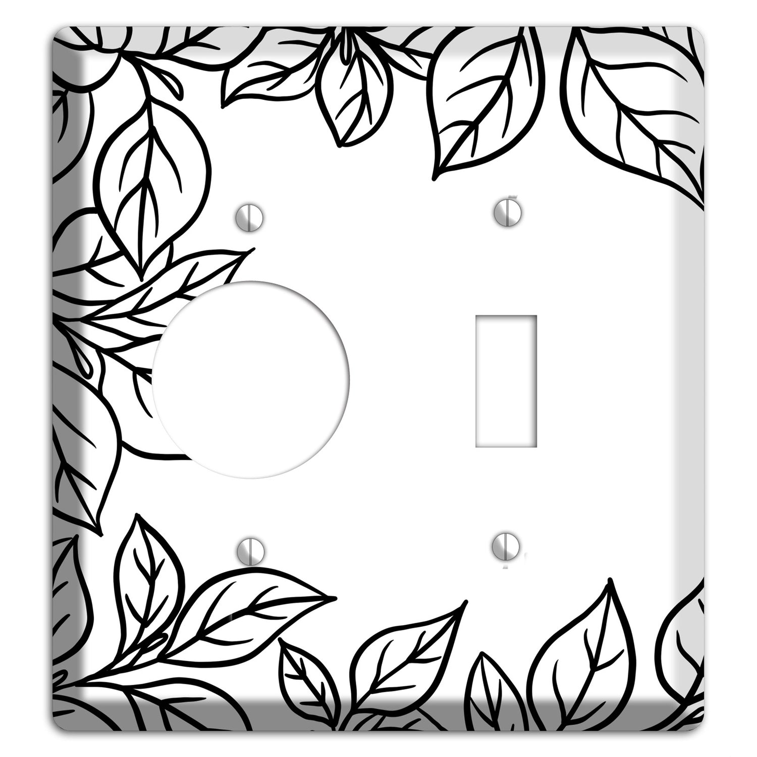 Hand-Drawn Leaves 7 Receptacle / Toggle Wallplate