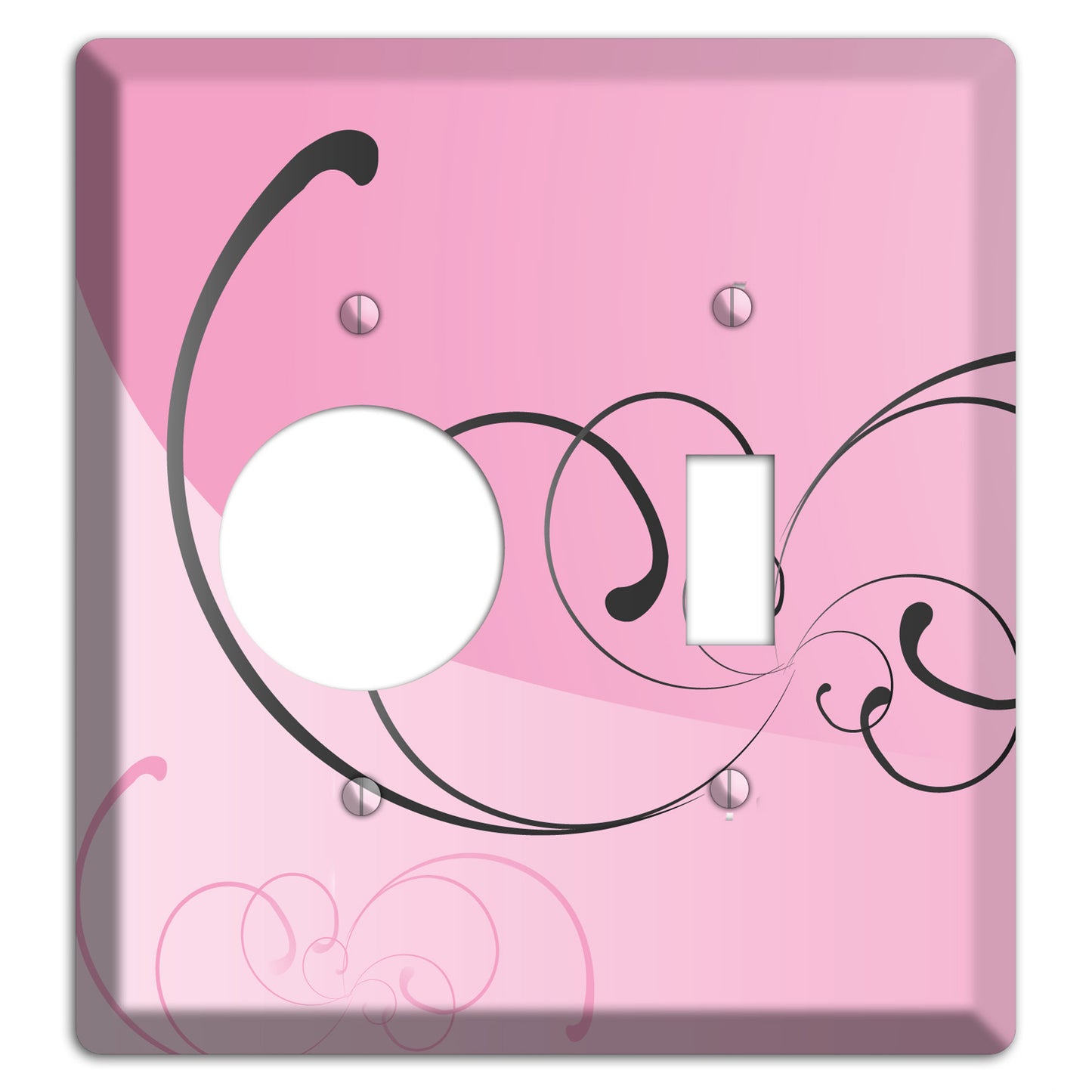 Pink Swoop Receptacle / Toggle Wallplate
