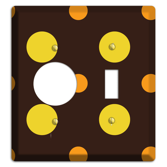 Black with Yellow and Orange Multi Medium Polka Dots Receptacle / Toggle Wallplate