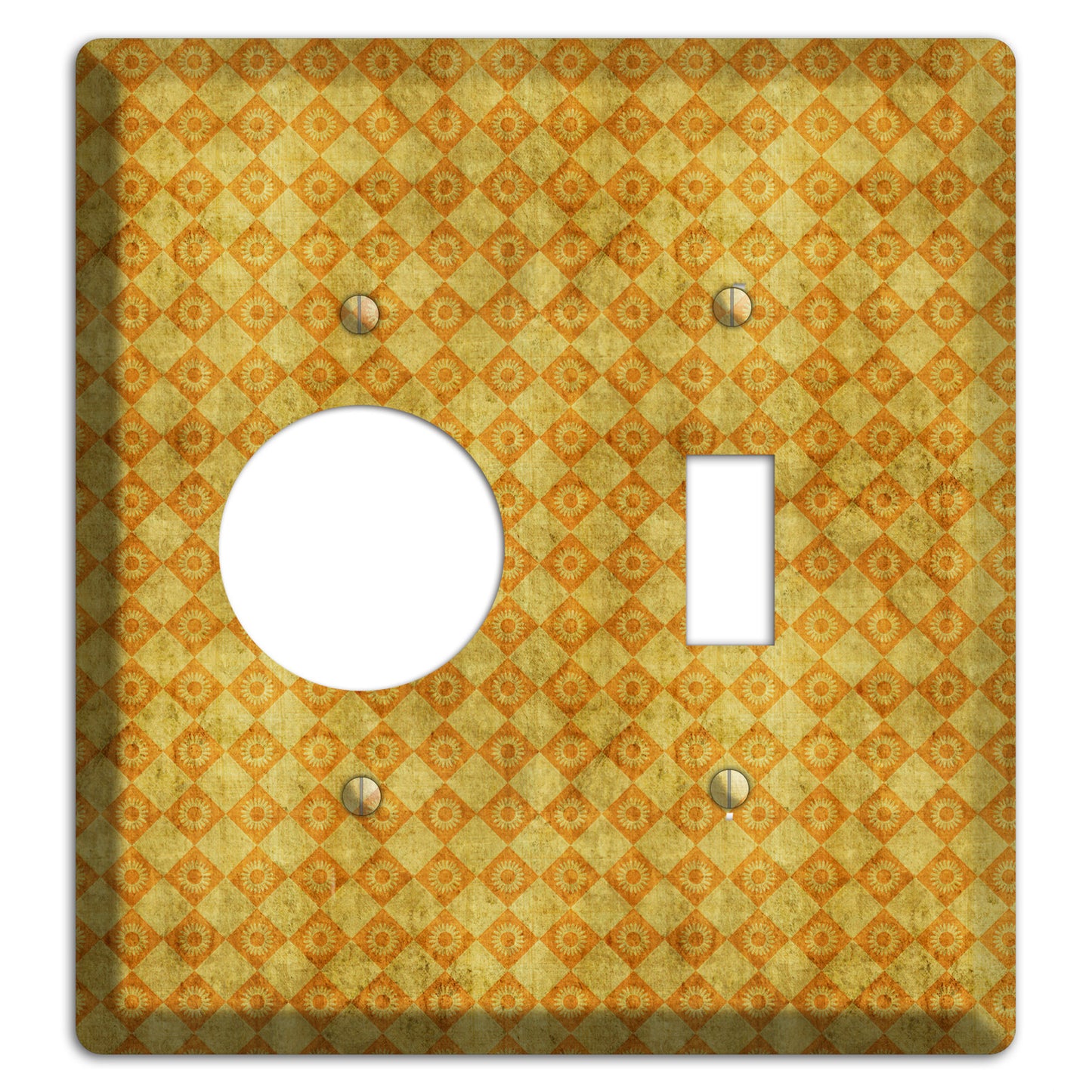 Mustard Diamond Circles Receptacle / Toggle Wallplate