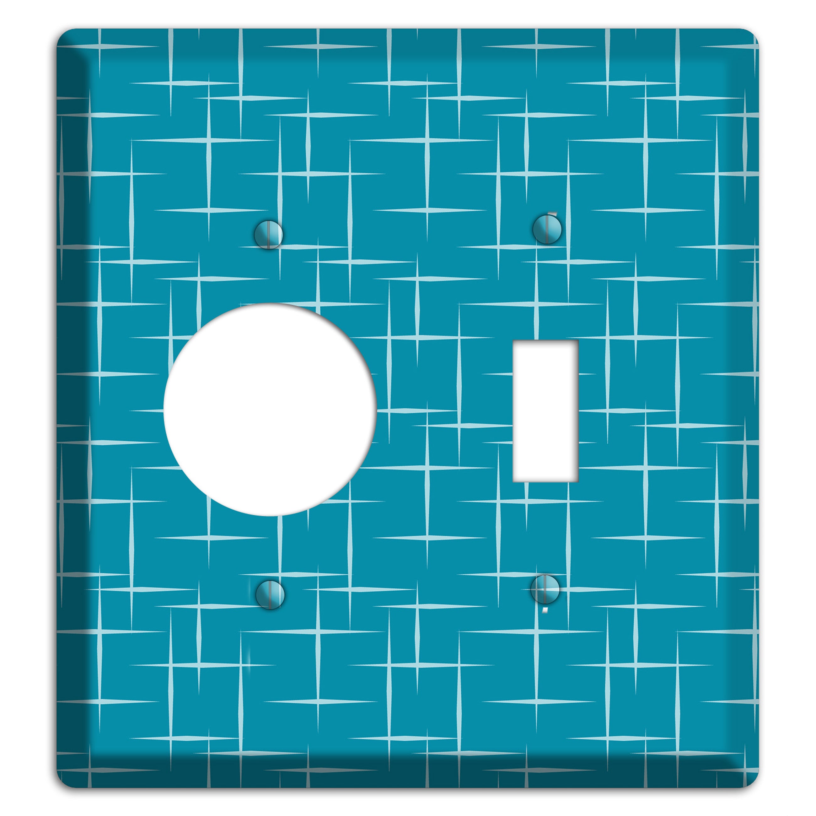 Blue Atom Burst Receptacle / Toggle Wallplate