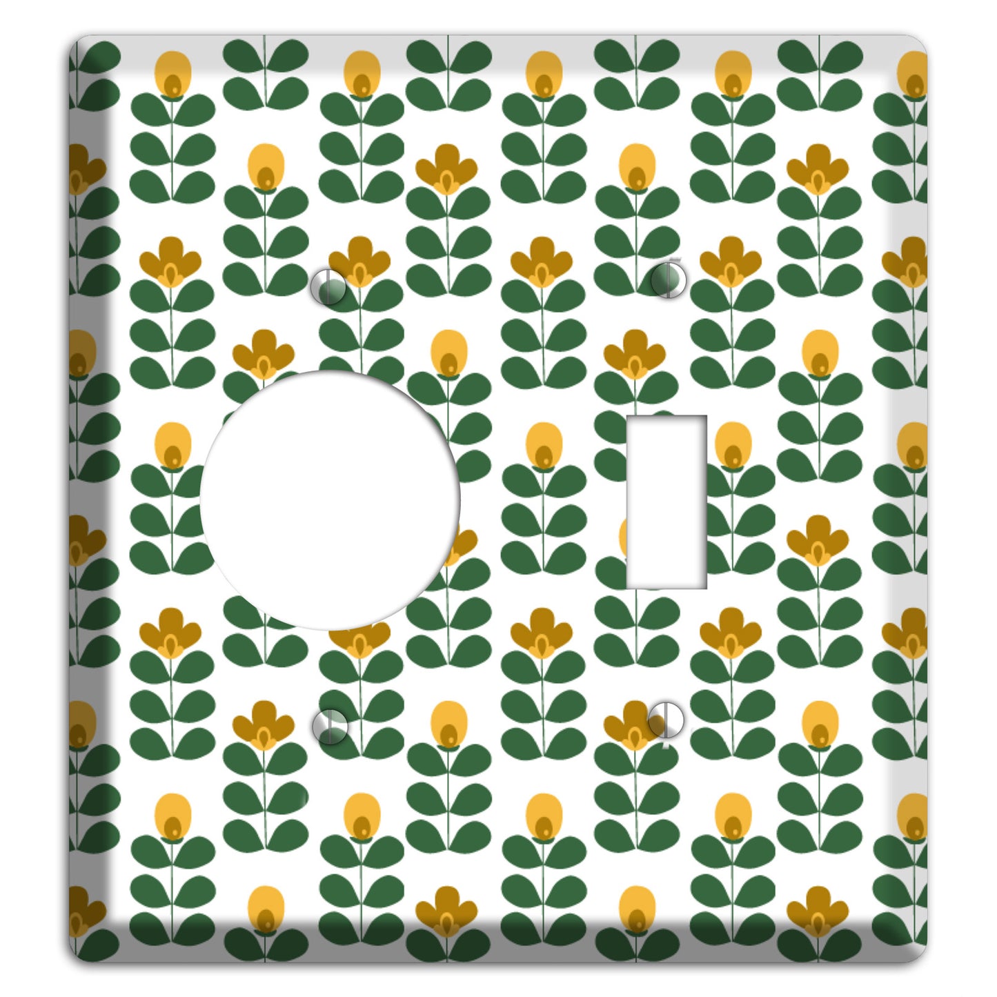 Multi Mustard Deco Floral Half Drop Receptacle / Toggle Wallplate
