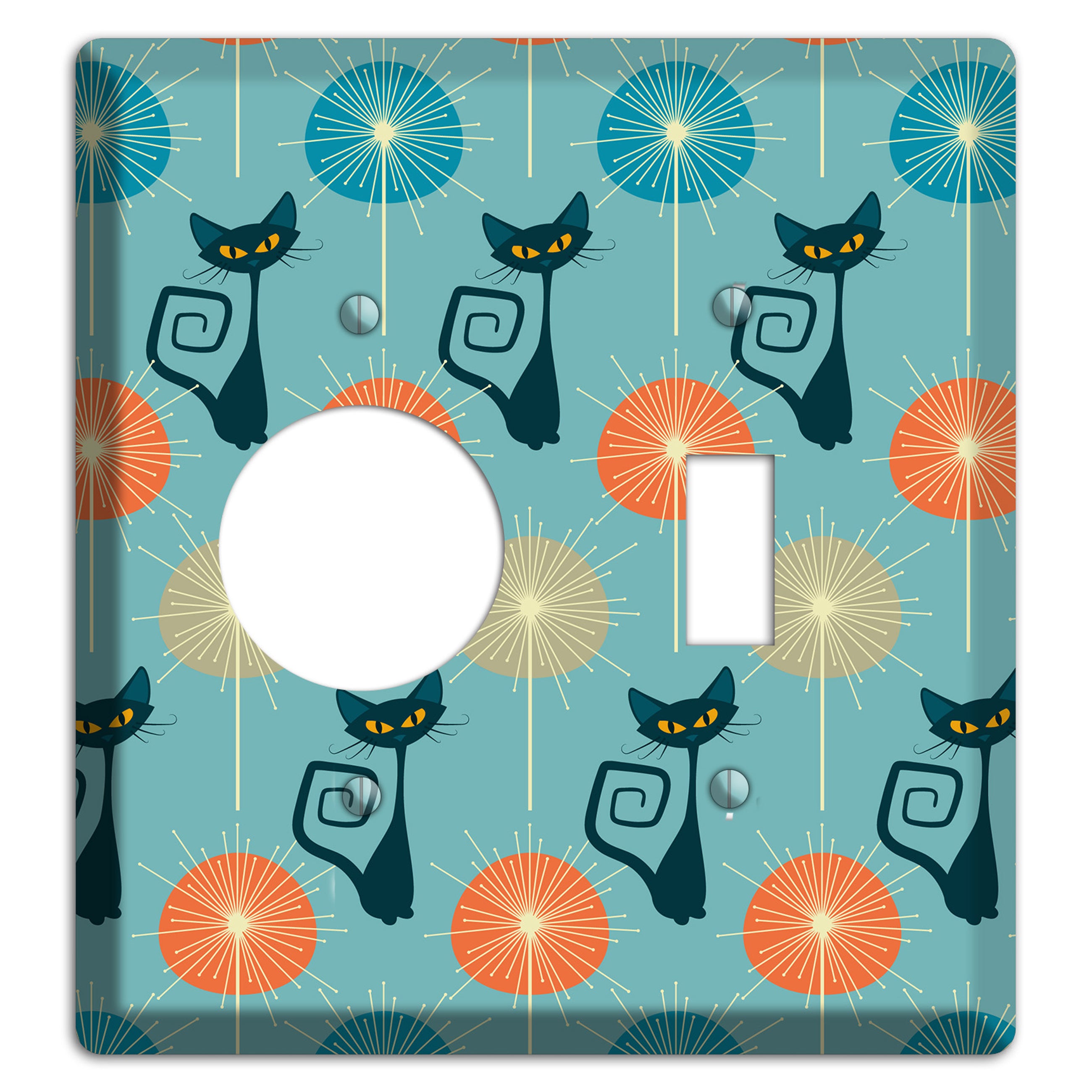 Atomic Burst Kitties Receptacle / Toggle Wallplate