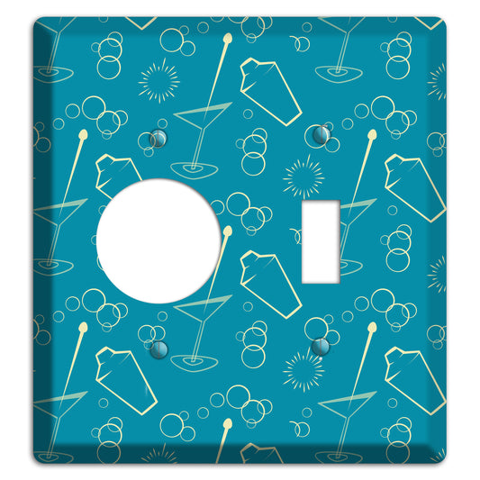 Teal Cocktail Hour Receptacle / Toggle Wallplate