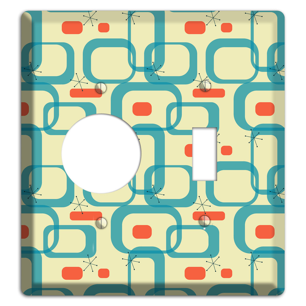 Blue and Yellow Oval Receptacle / Toggle Wallplate