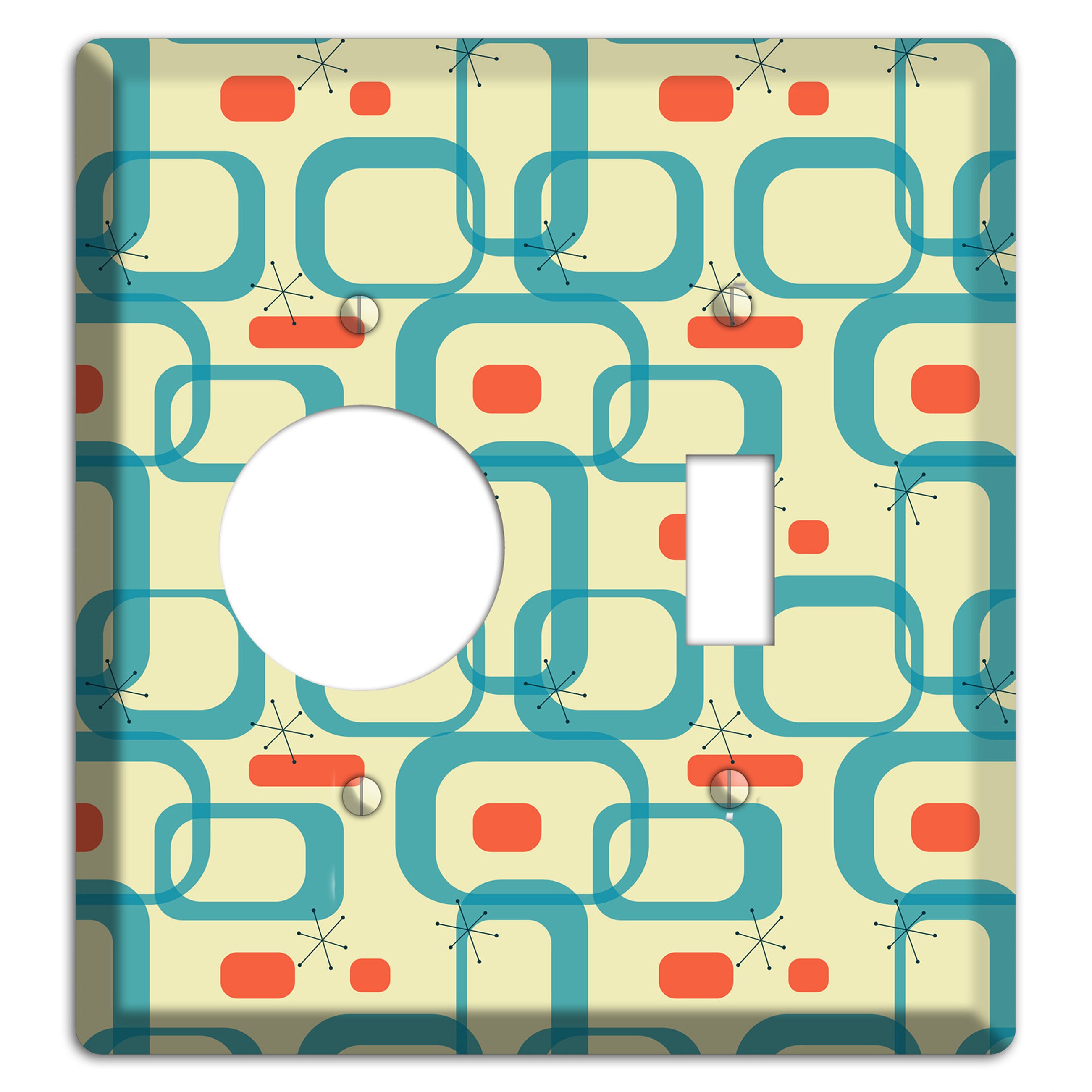 Blue and Yellow Oval Receptacle / Toggle Wallplate