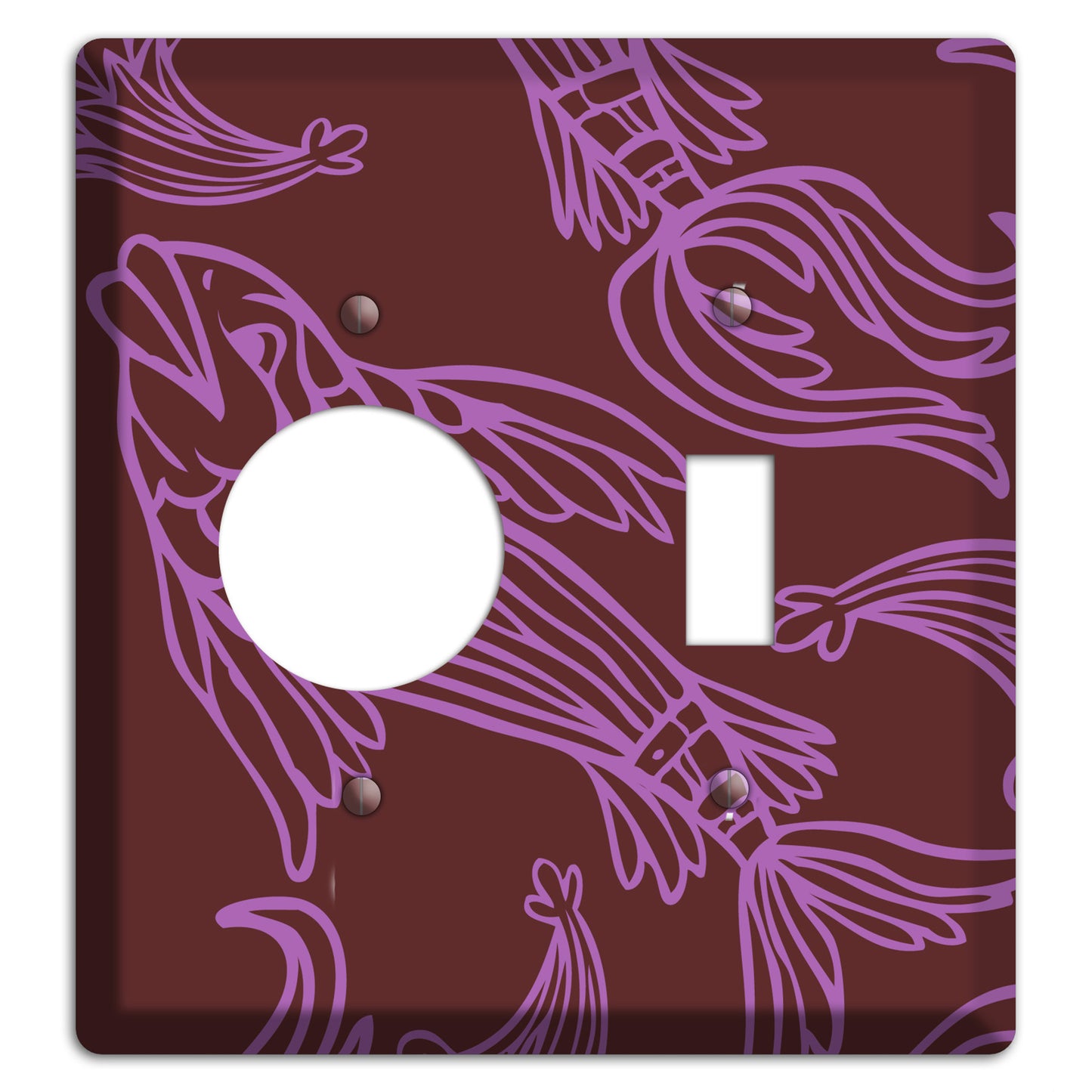 Purple and Pink Koi Receptacle / Toggle Wallplate