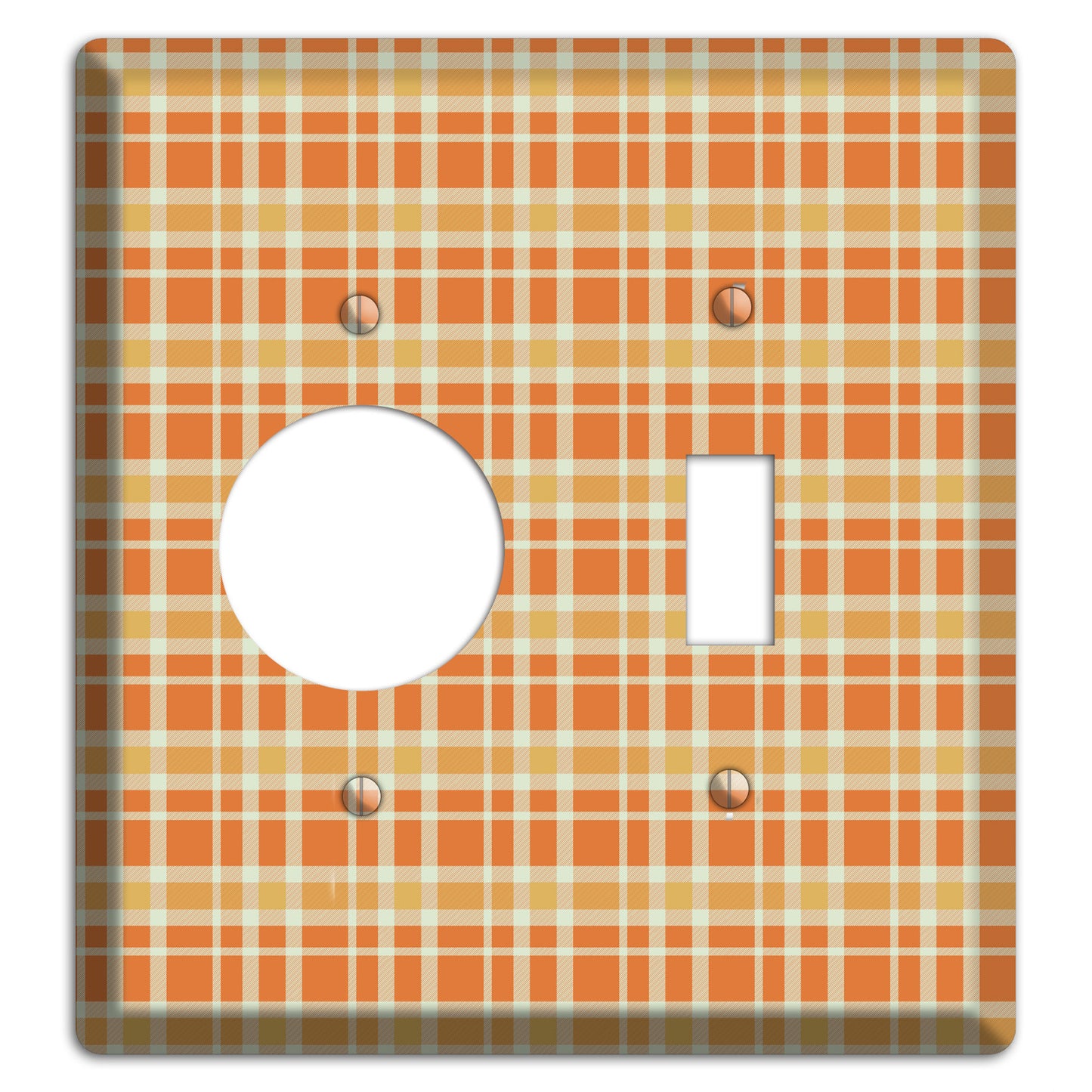 Orange and Beige Plaid Receptacle / Toggle Wallplate