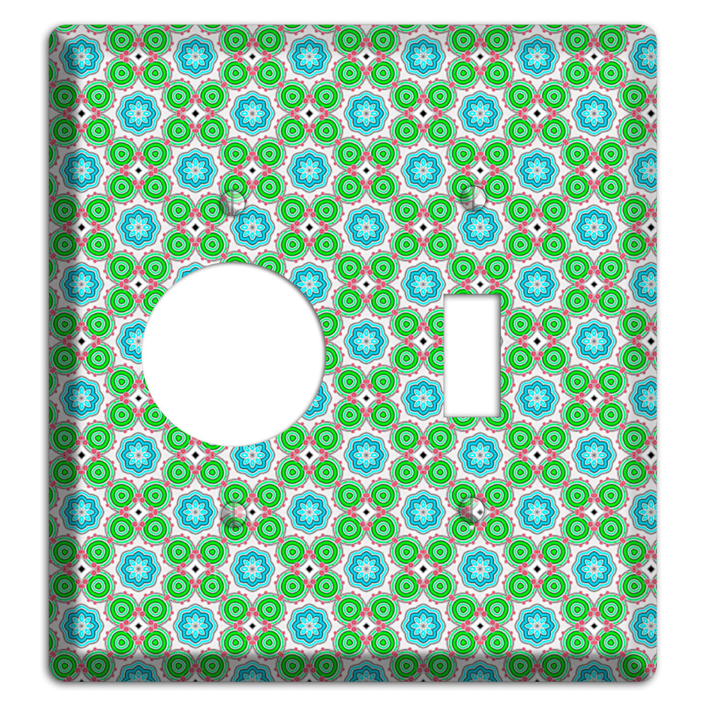 Green and Blue Foulard Receptacle / Toggle Wallplate