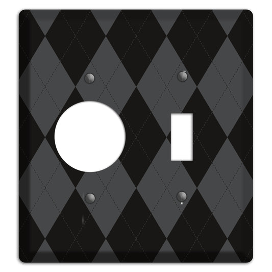 Black and Grey Argyle Receptacle / Toggle Wallplate