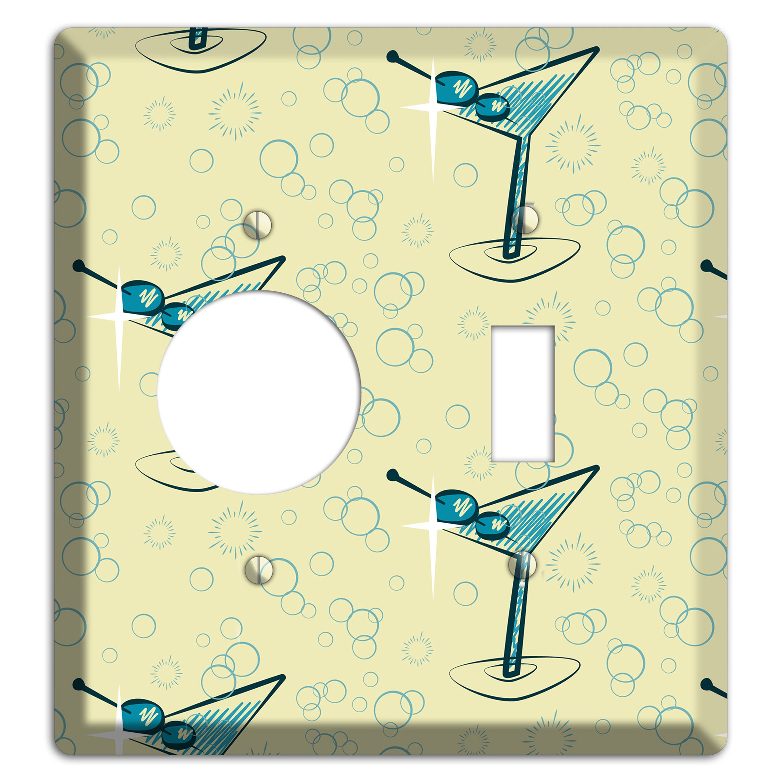 Yellow Martini Receptacle / Toggle Wallplate