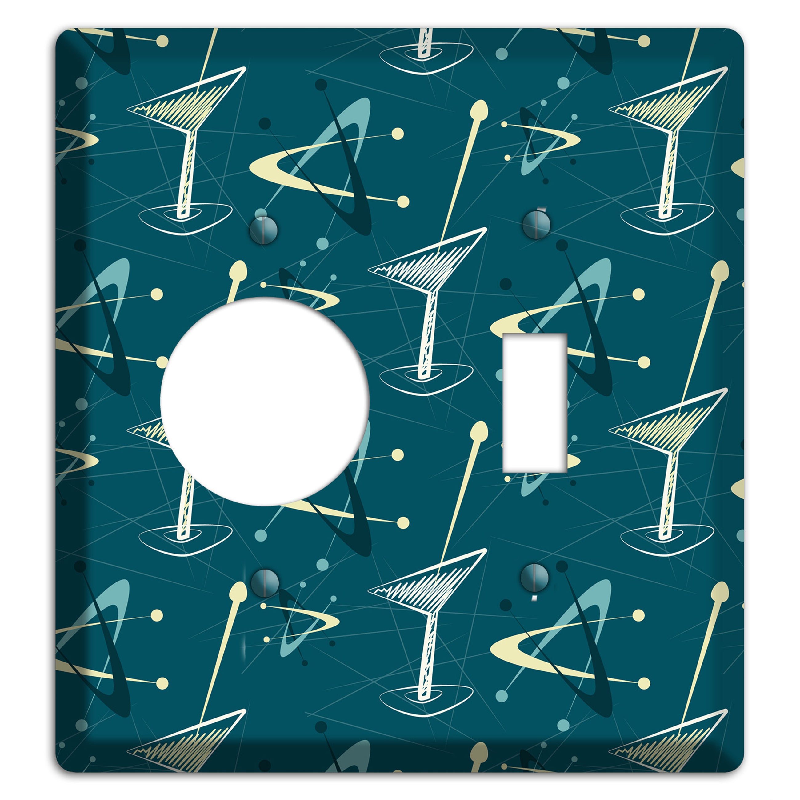 Navy Cocktail Hour Receptacle / Toggle Wallplate