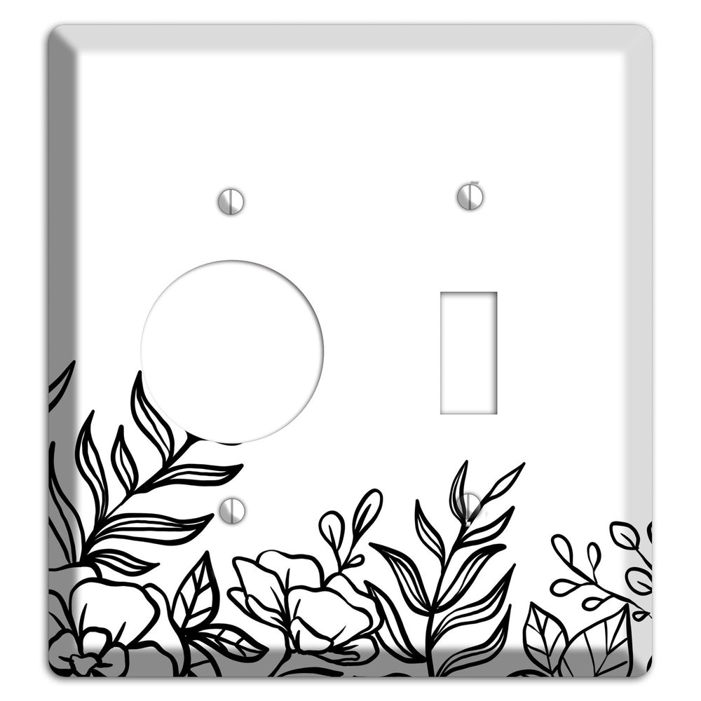 Hand-Drawn Floral 16 Receptacle / Toggle Wallplate