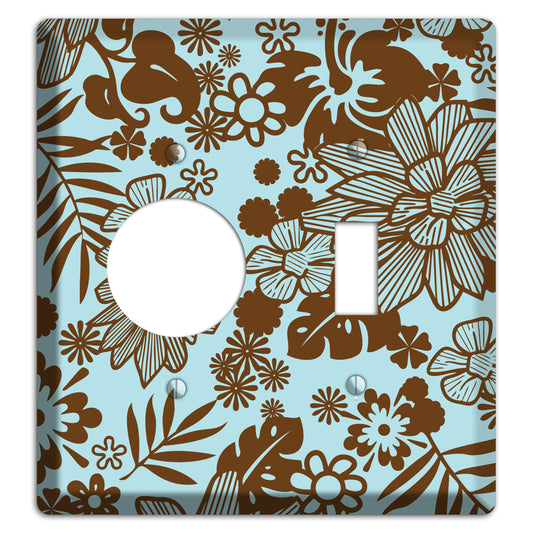Blue and Brown Tropical Receptacle / Toggle Wallplate