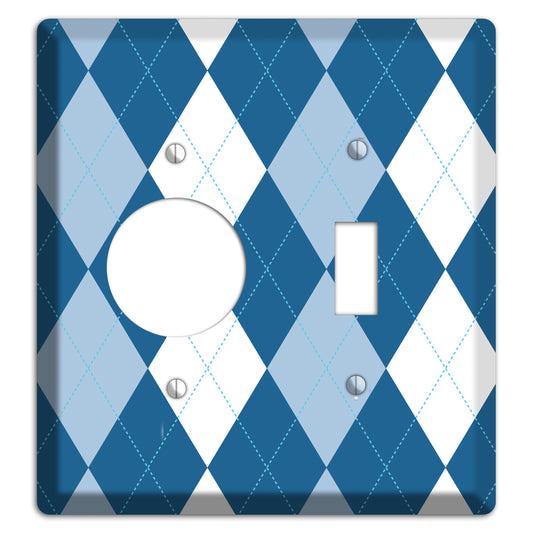 Blue Argyle Receptacle / Toggle Wallplate