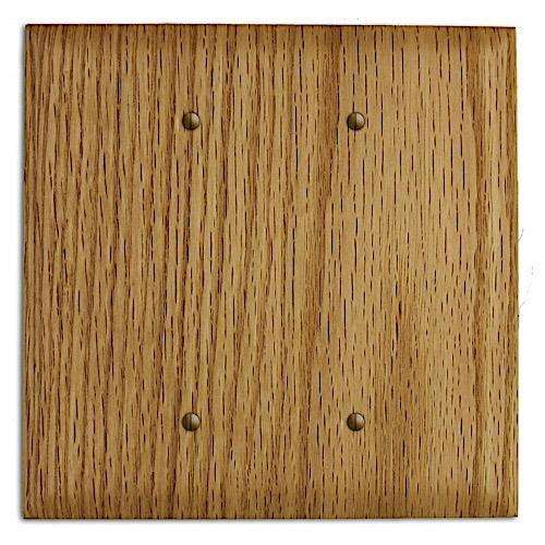 Oversized Discontinued Red Oak Wood Double Blank Cover Plate