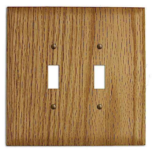 Red Oak Wood Double Toggle Switchplate:Wallplates.com