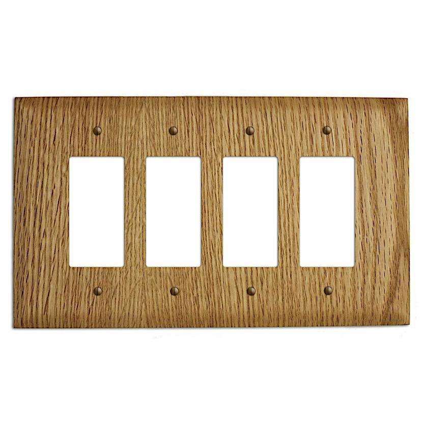 Red Oak Wood Four rocker Switchplate:Wallplates.com