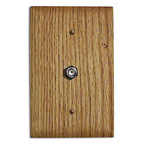 Red Oak Wood Cable Hardware with Plate:Wallplates.com