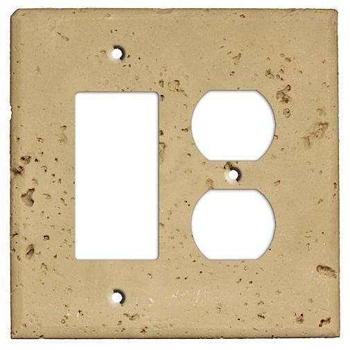 Khaki Stone Rocker / Duplex Outlet Cover Plate